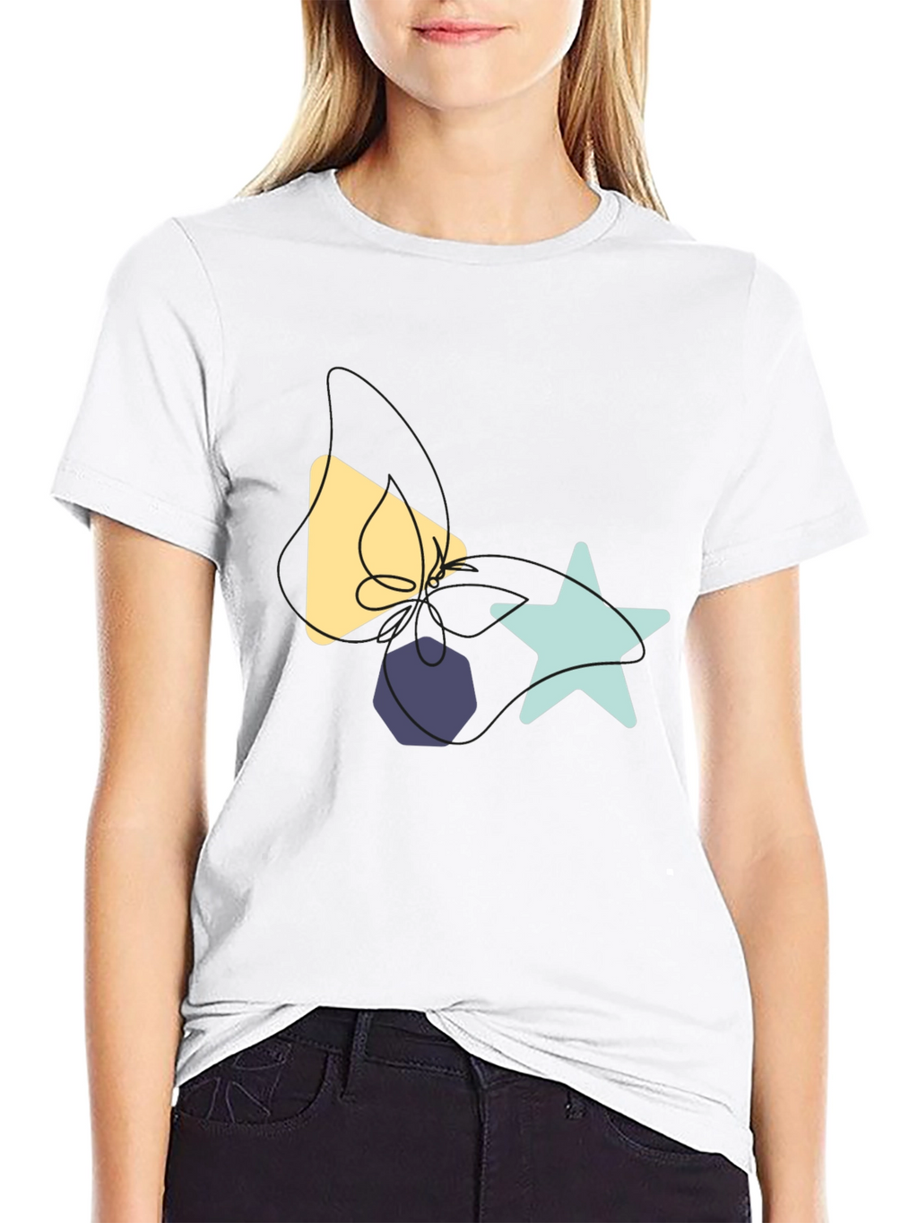Abstract Shapes Graphic Tee - Black Cotton T-Shirt