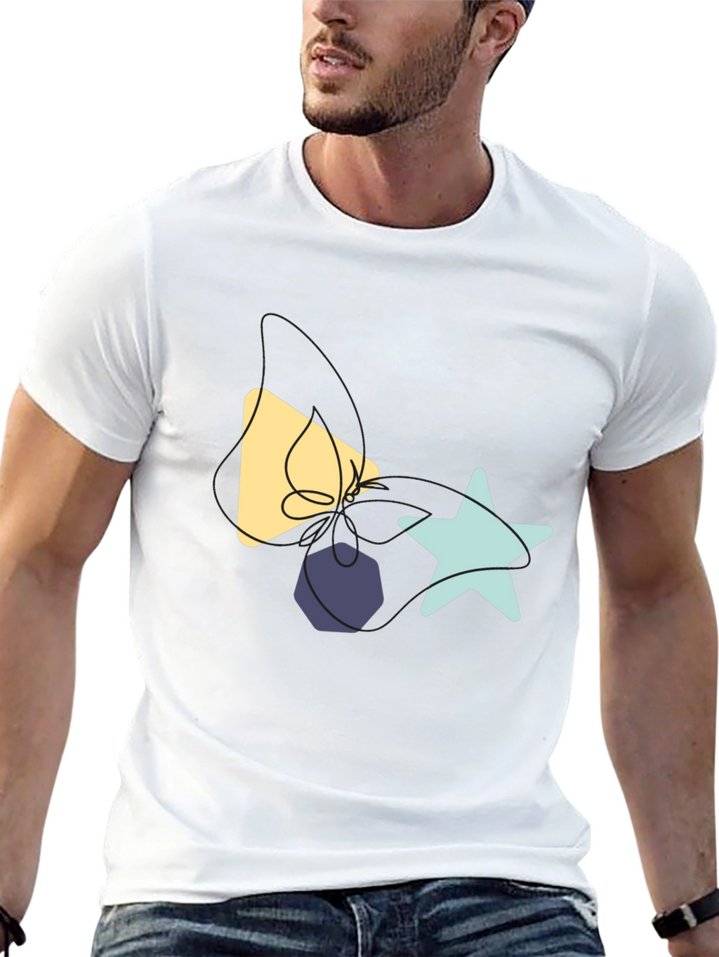 Abstract Shapes Graphic Tee - Black Cotton T-Shirt