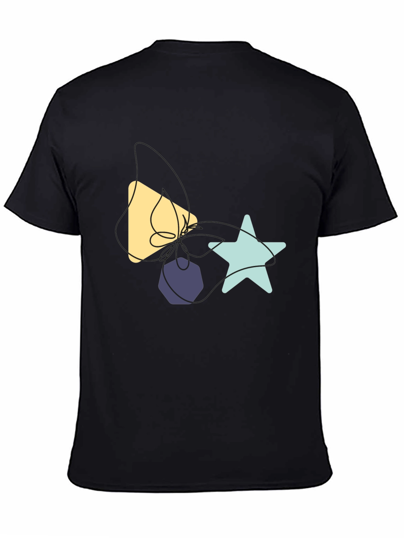 Abstract Shapes Graphic Tee - Black Cotton T-Shirt