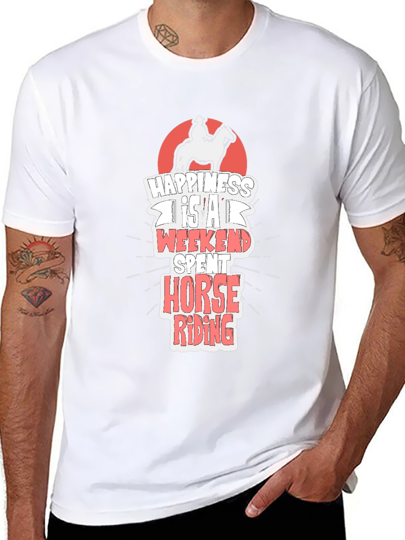 Horse Riding T-Shirt - Happiness is a Weekend Spent Riding