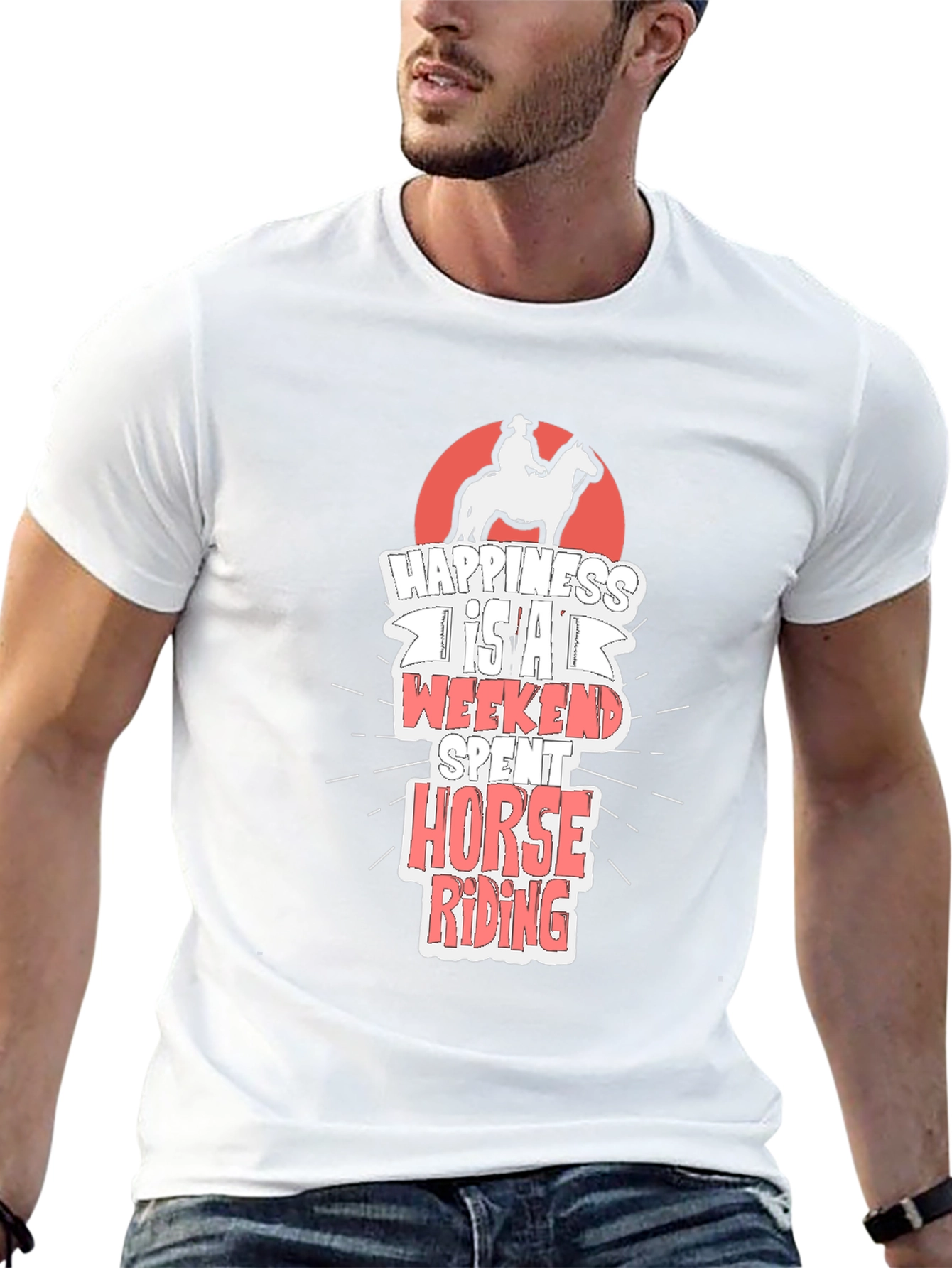 Horse Riding T-Shirt - Happiness is a Weekend Spent Riding