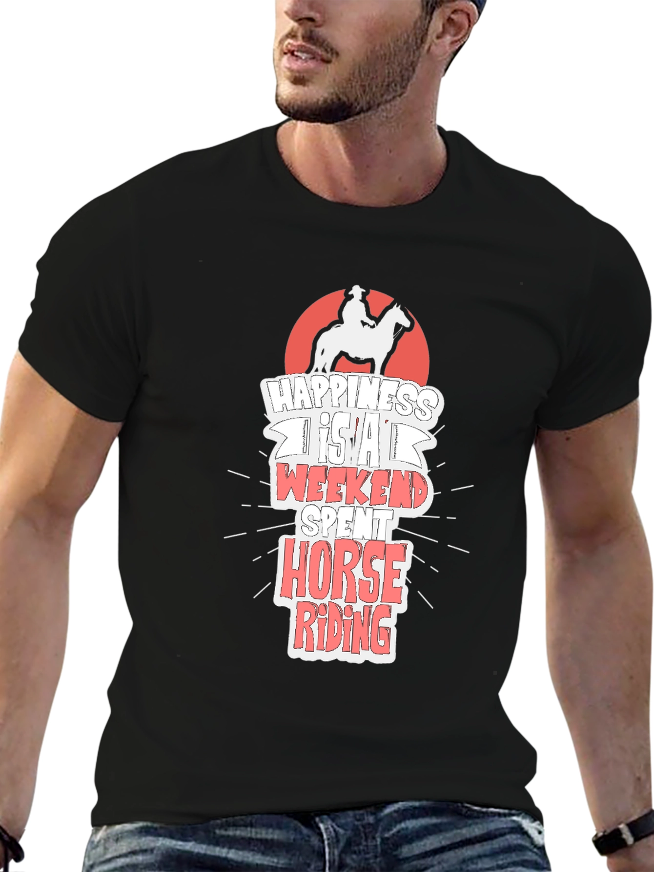 Horse Riding T-Shirt - Happiness is a Weekend Spent Riding
