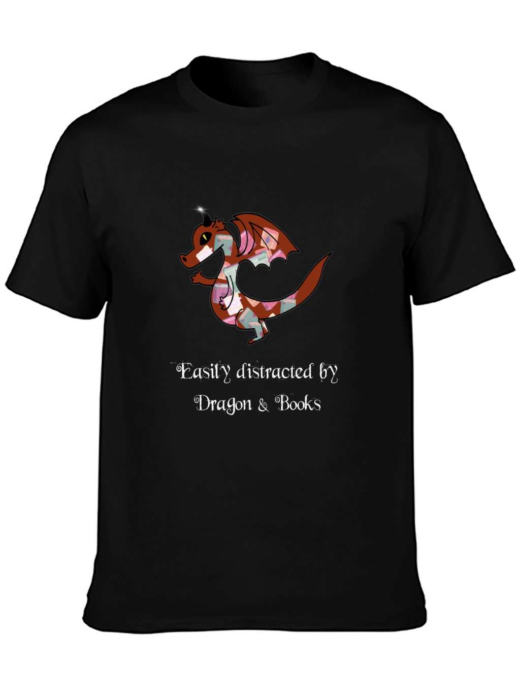 Dragon and Books T-Shirt - Easily Distracted