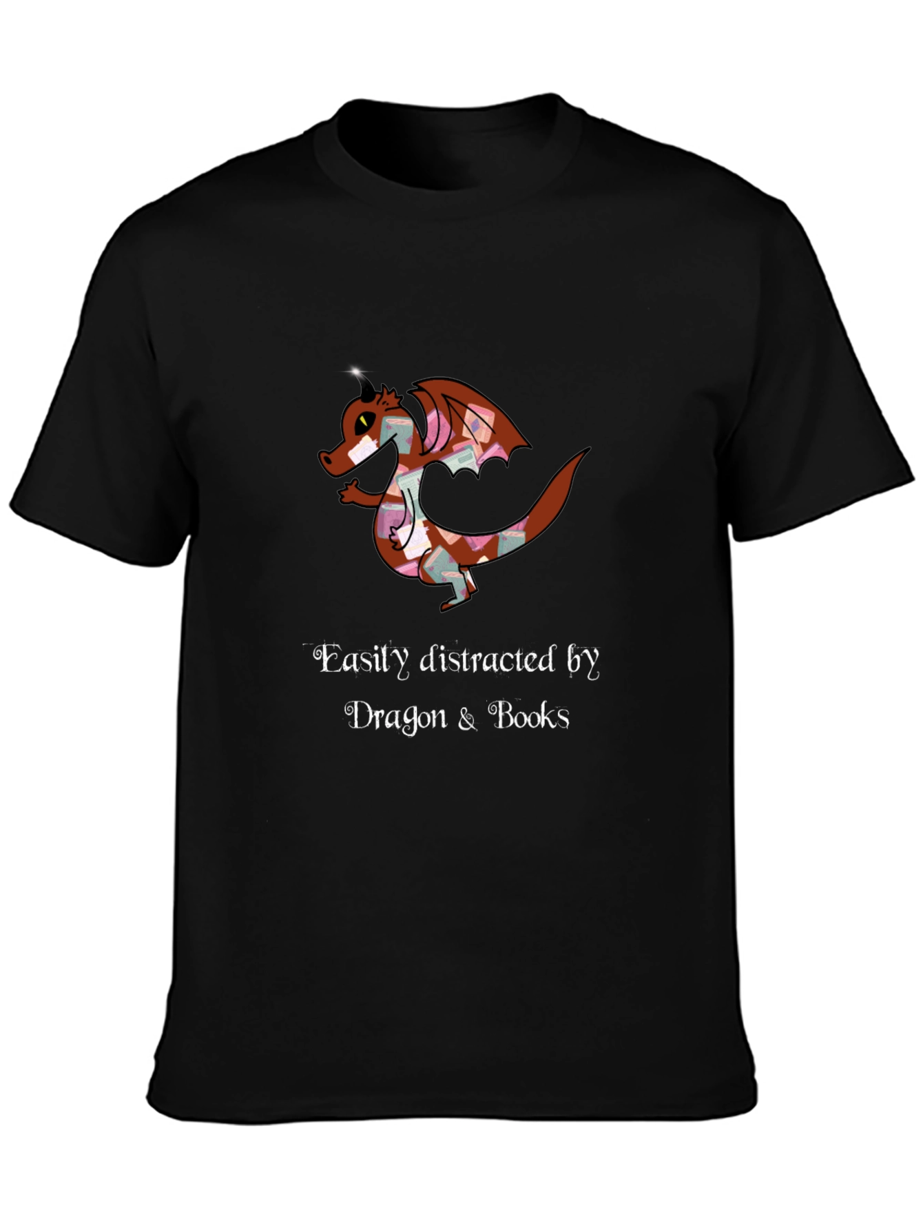 Dragon and Books T-Shirt - Easily Distracted