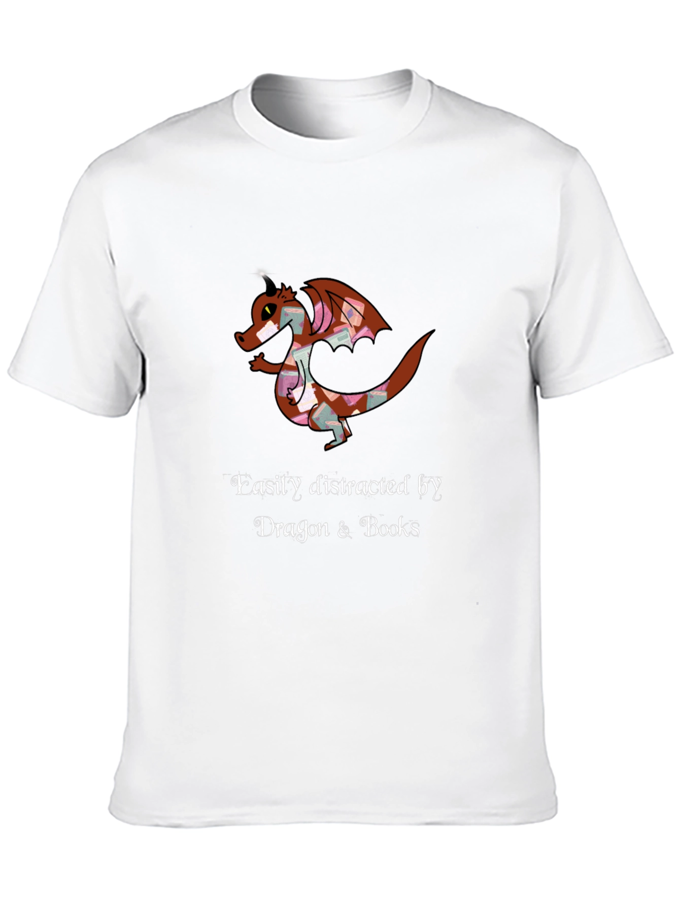 Dragon and Books T-Shirt - Easily Distracted