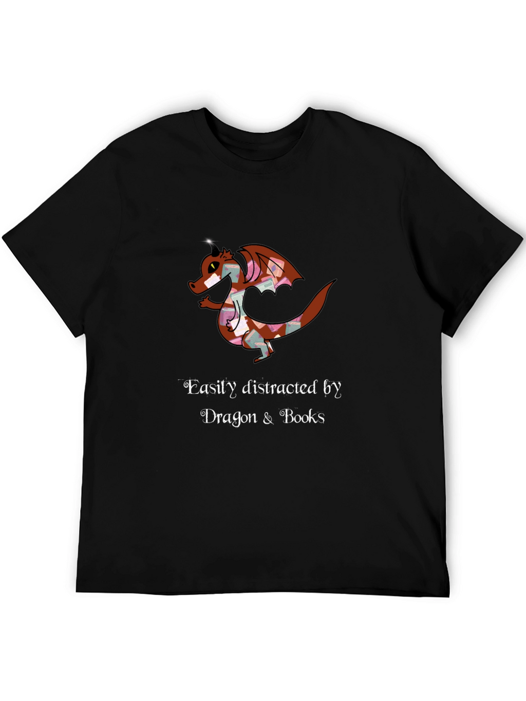 Dragon and Books T-Shirt - Easily Distracted