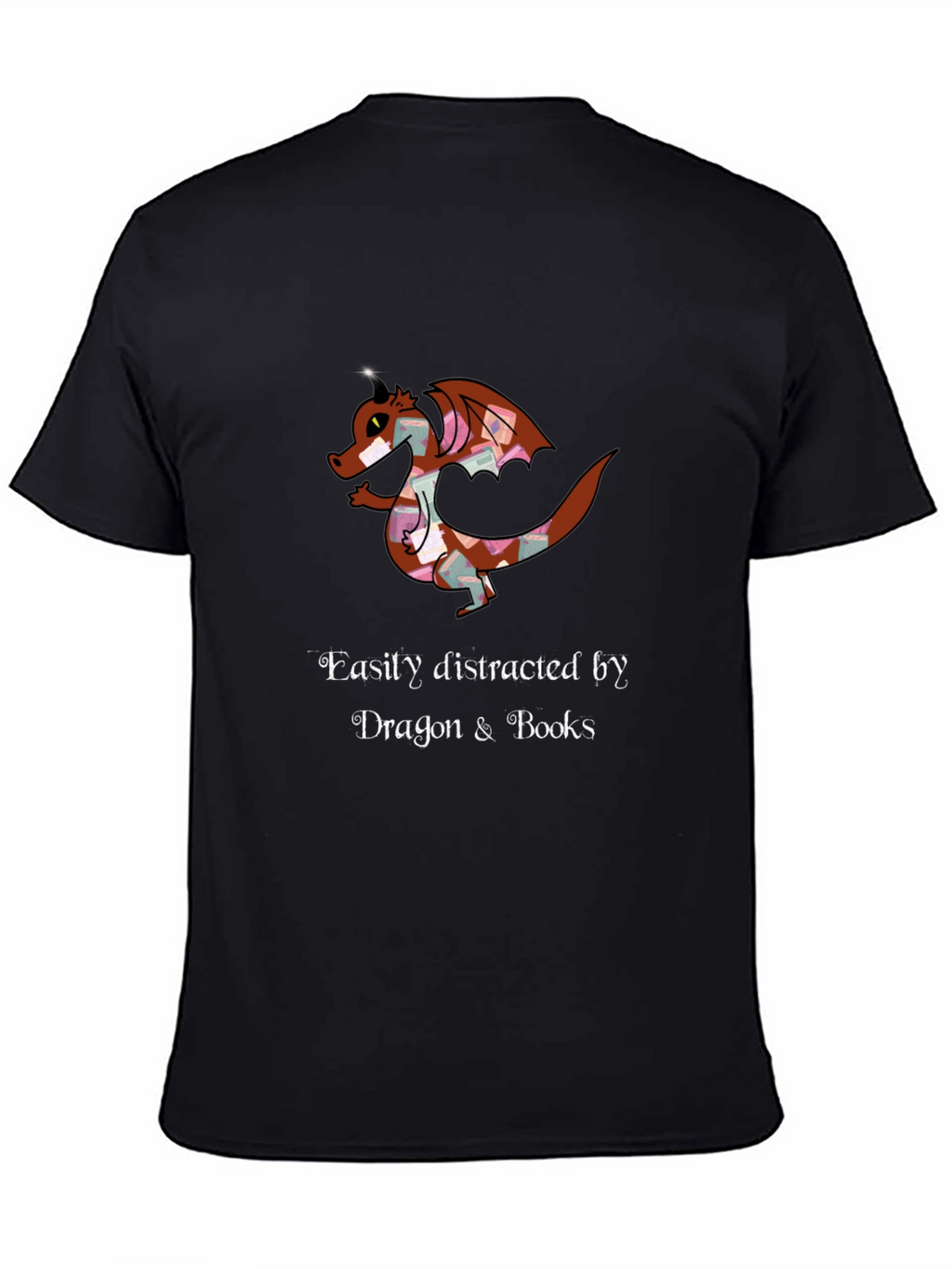 Dragon and Books T-Shirt - Easily Distracted