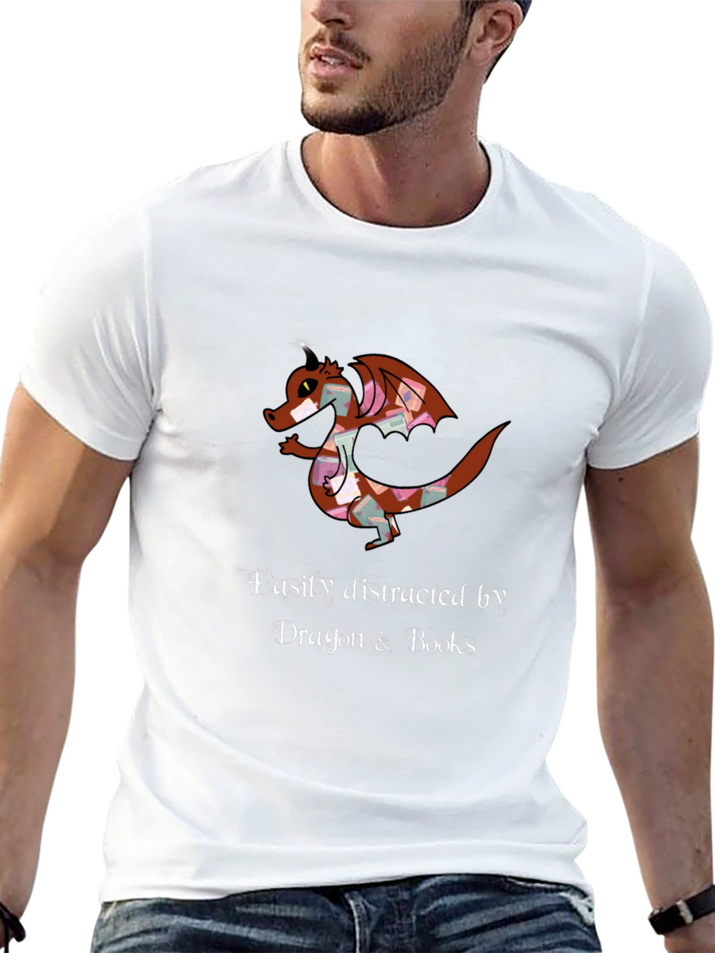 Dragon and Books T-Shirt - Easily Distracted