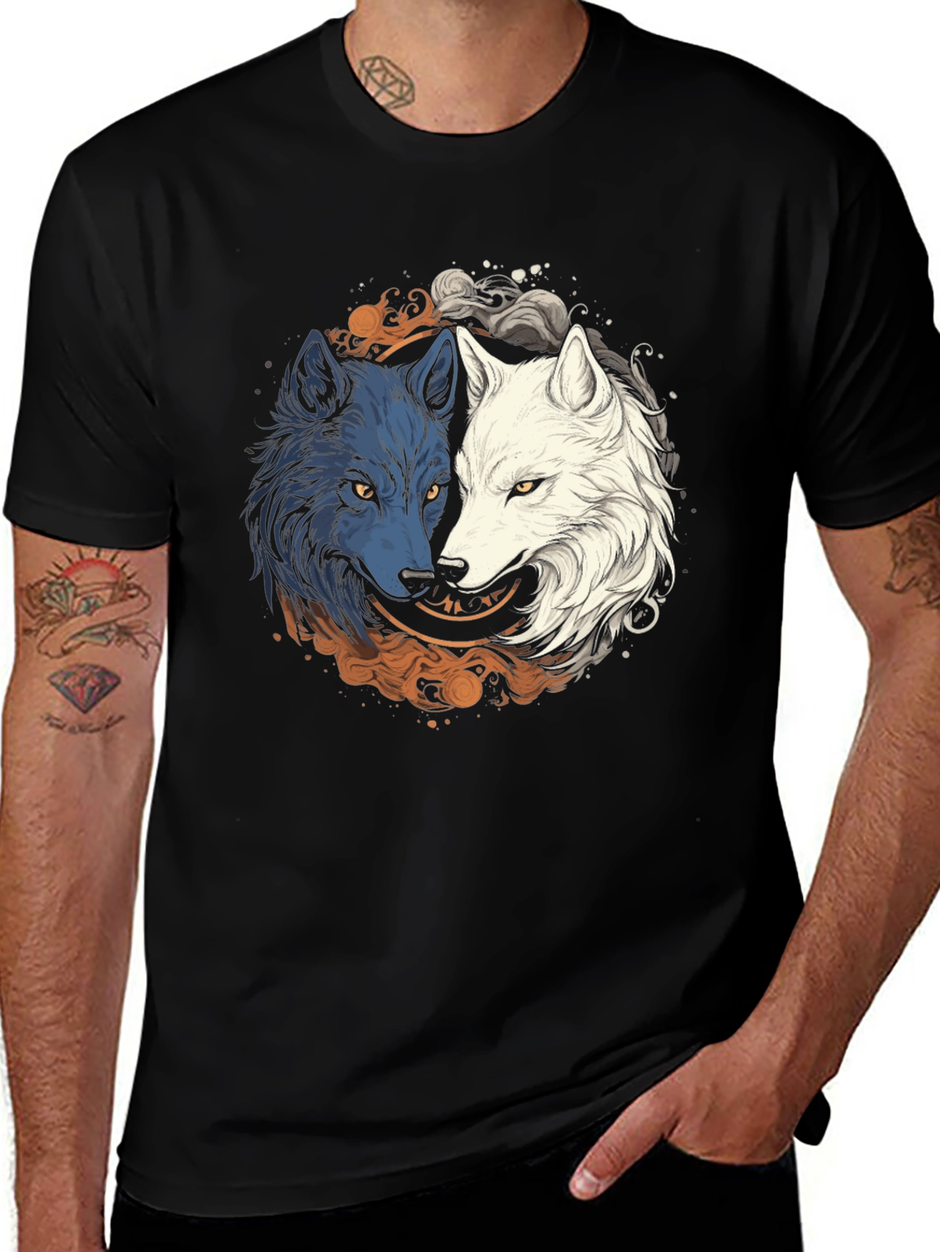 Yin Yang Wolf Graphic Tee - Harmony & Balance