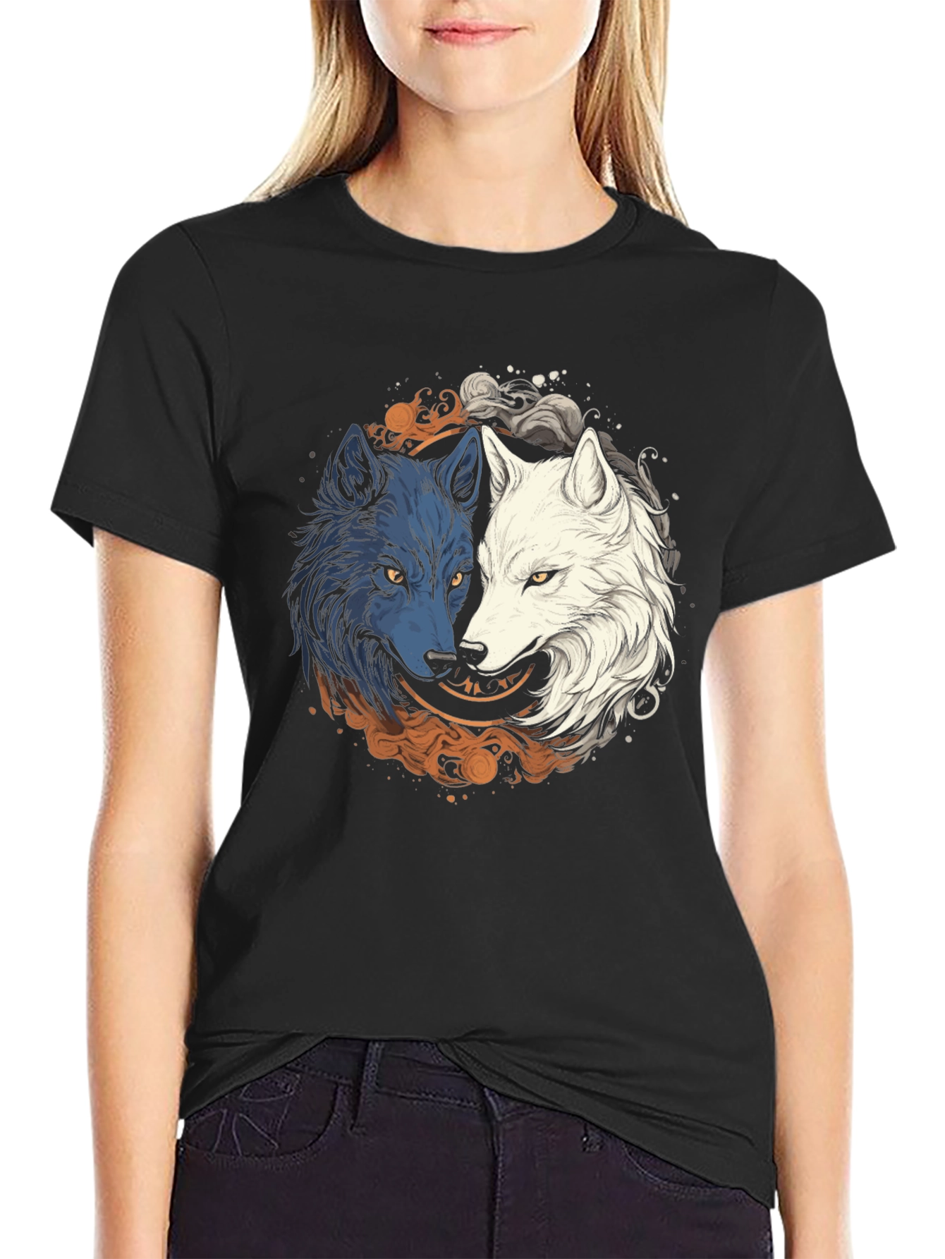 Yin Yang Wolf Graphic Tee - Harmony & Balance