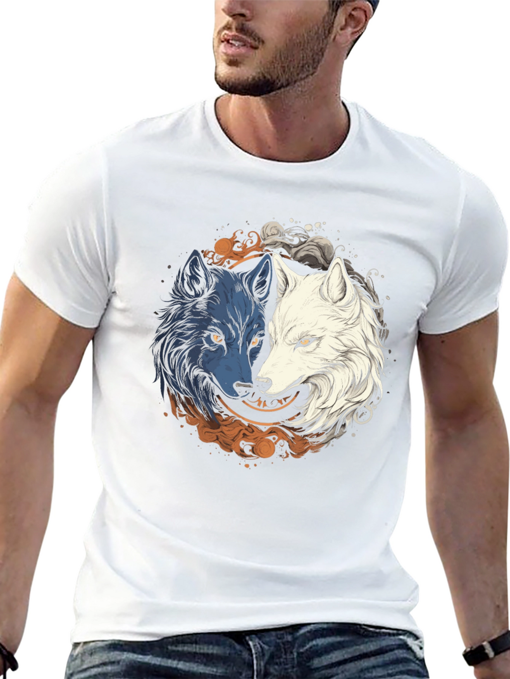 Yin Yang Wolf Graphic Tee - Harmony & Balance