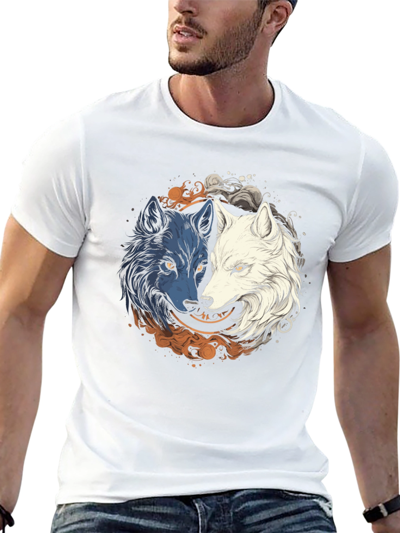 Yin Yang Wolf Graphic Tee - Harmony & Balance
