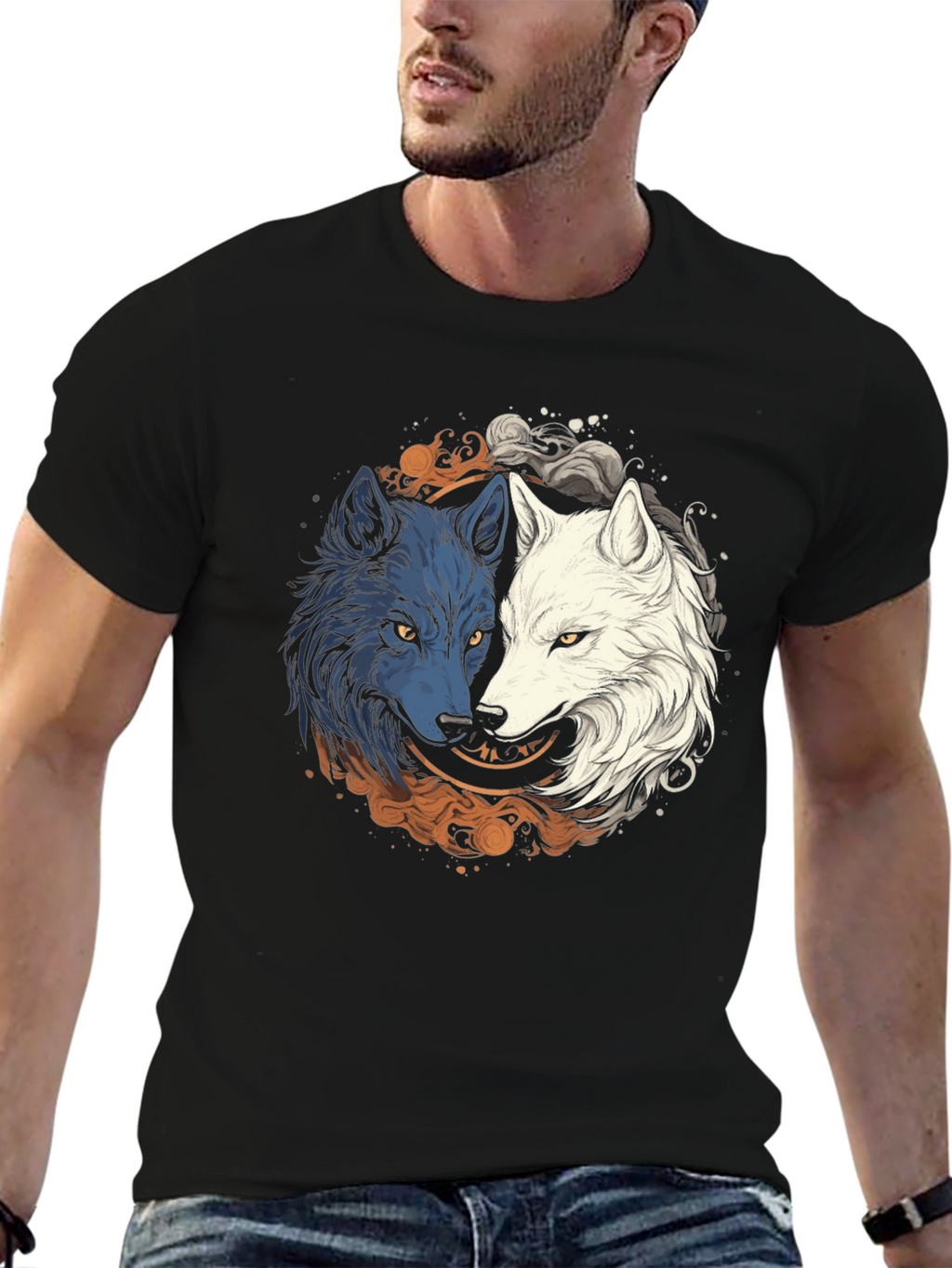Yin Yang Wolf Graphic Tee - Harmony & Balance