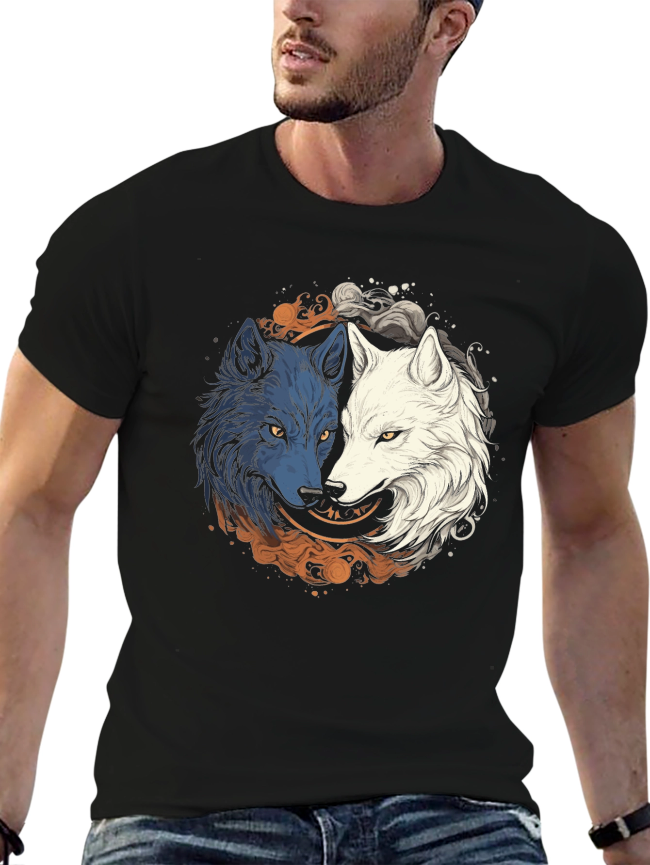 Yin Yang Wolf Graphic Tee - Harmony & Balance