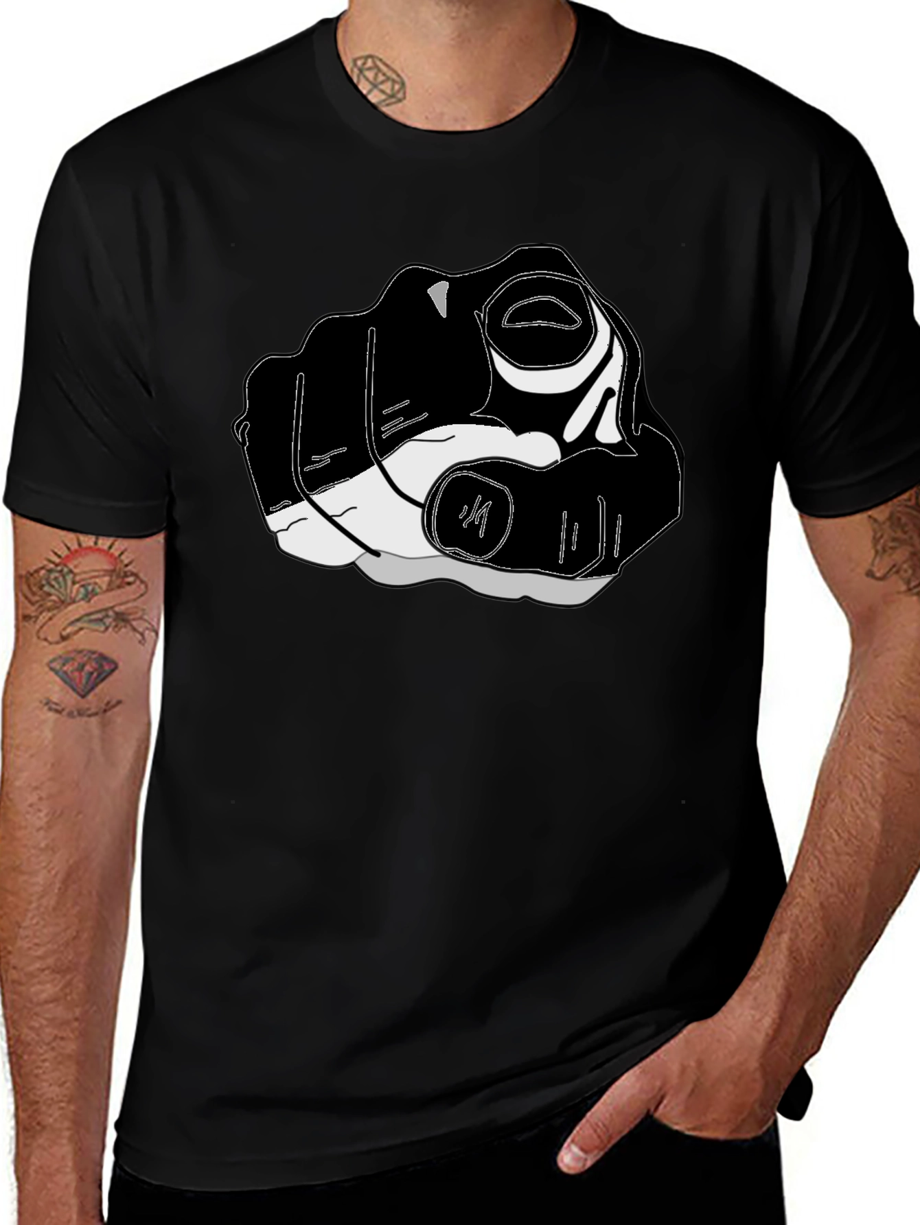 Pointing Finger Graphic Tee - Black