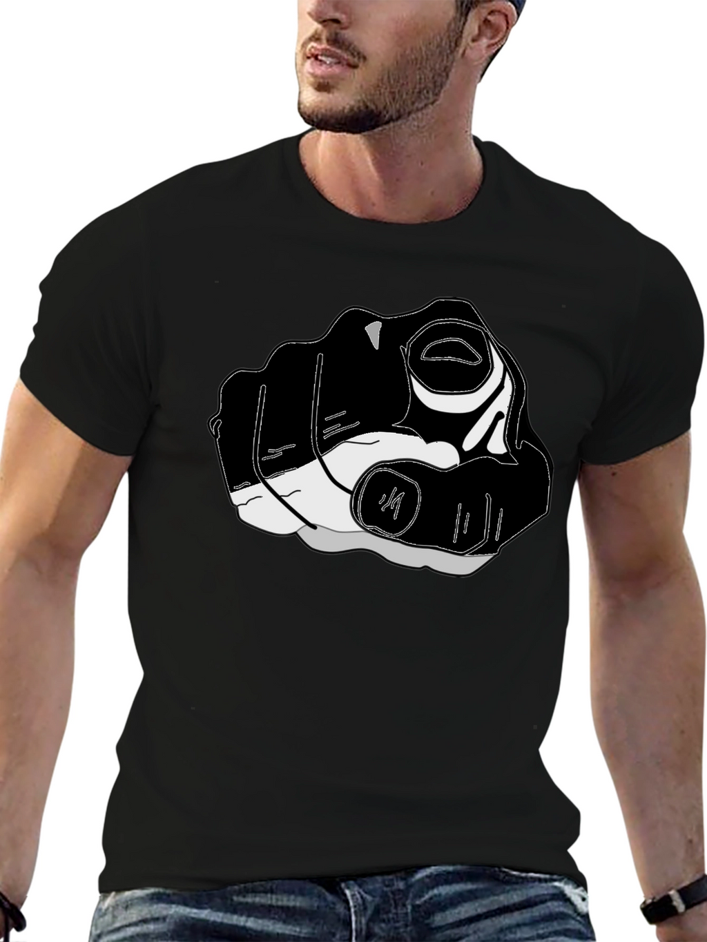 Pointing Finger Graphic Tee - Black