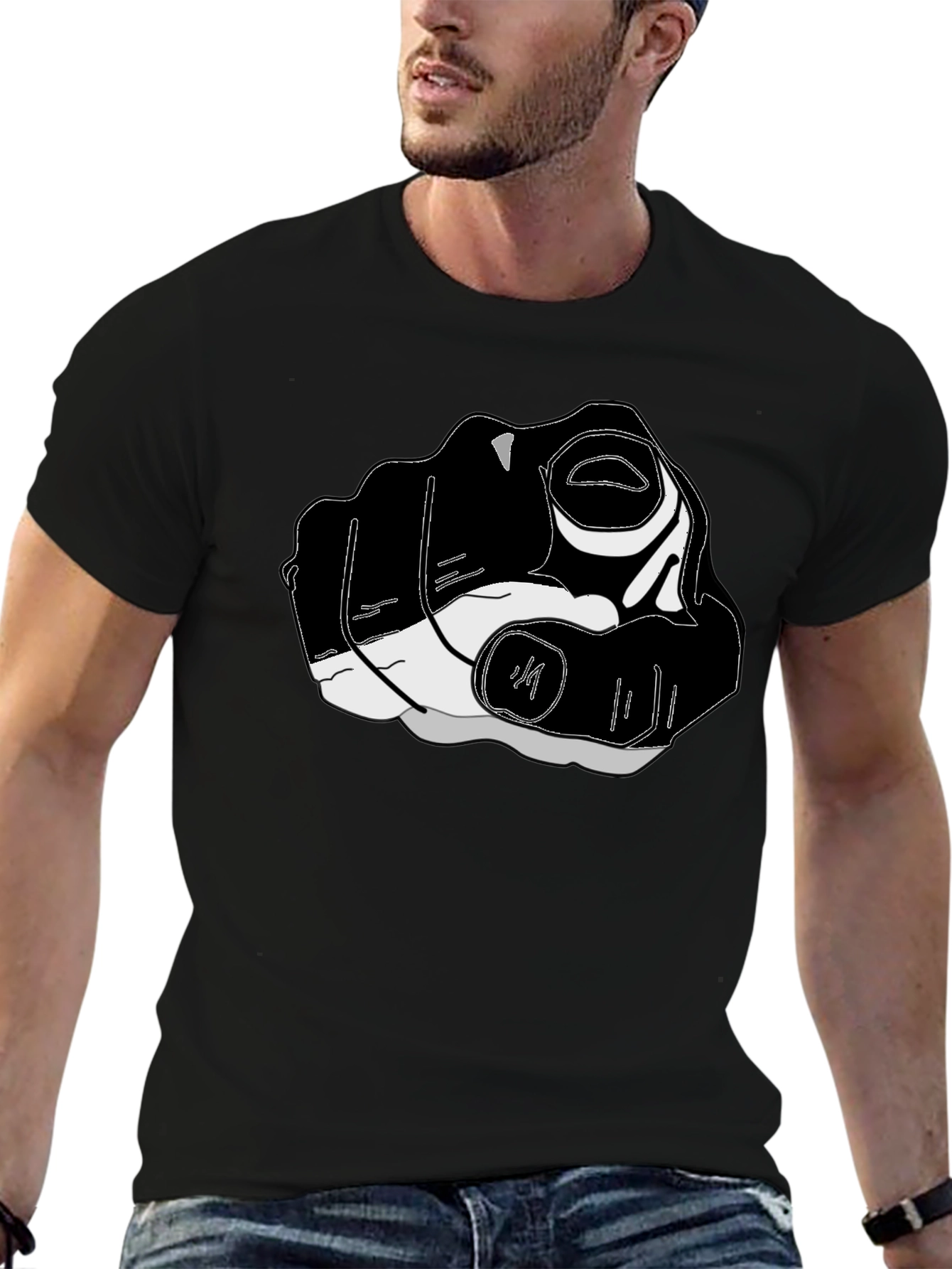 Pointing Finger Graphic Tee - Black