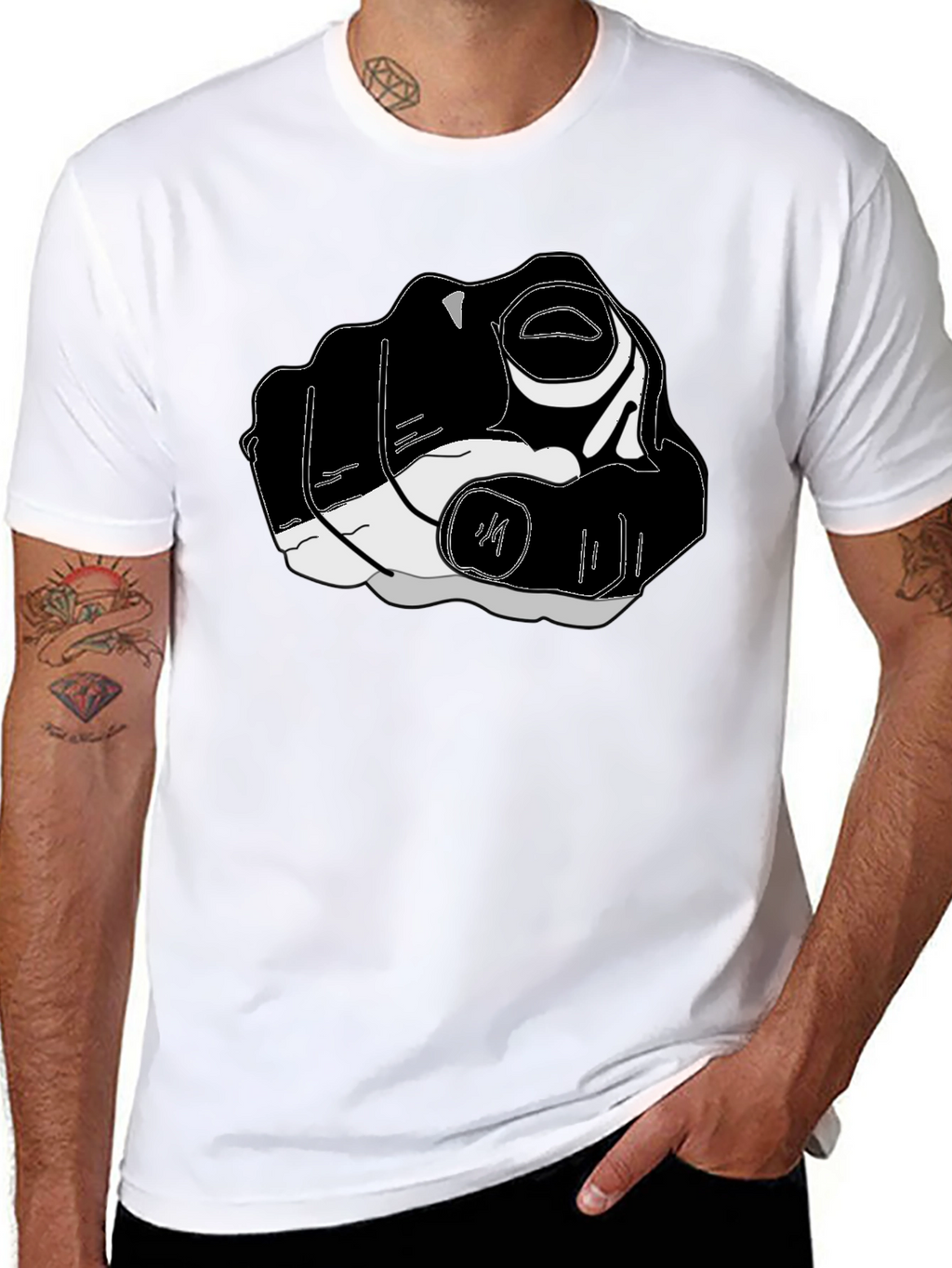 Pointing Finger Graphic Tee - Black