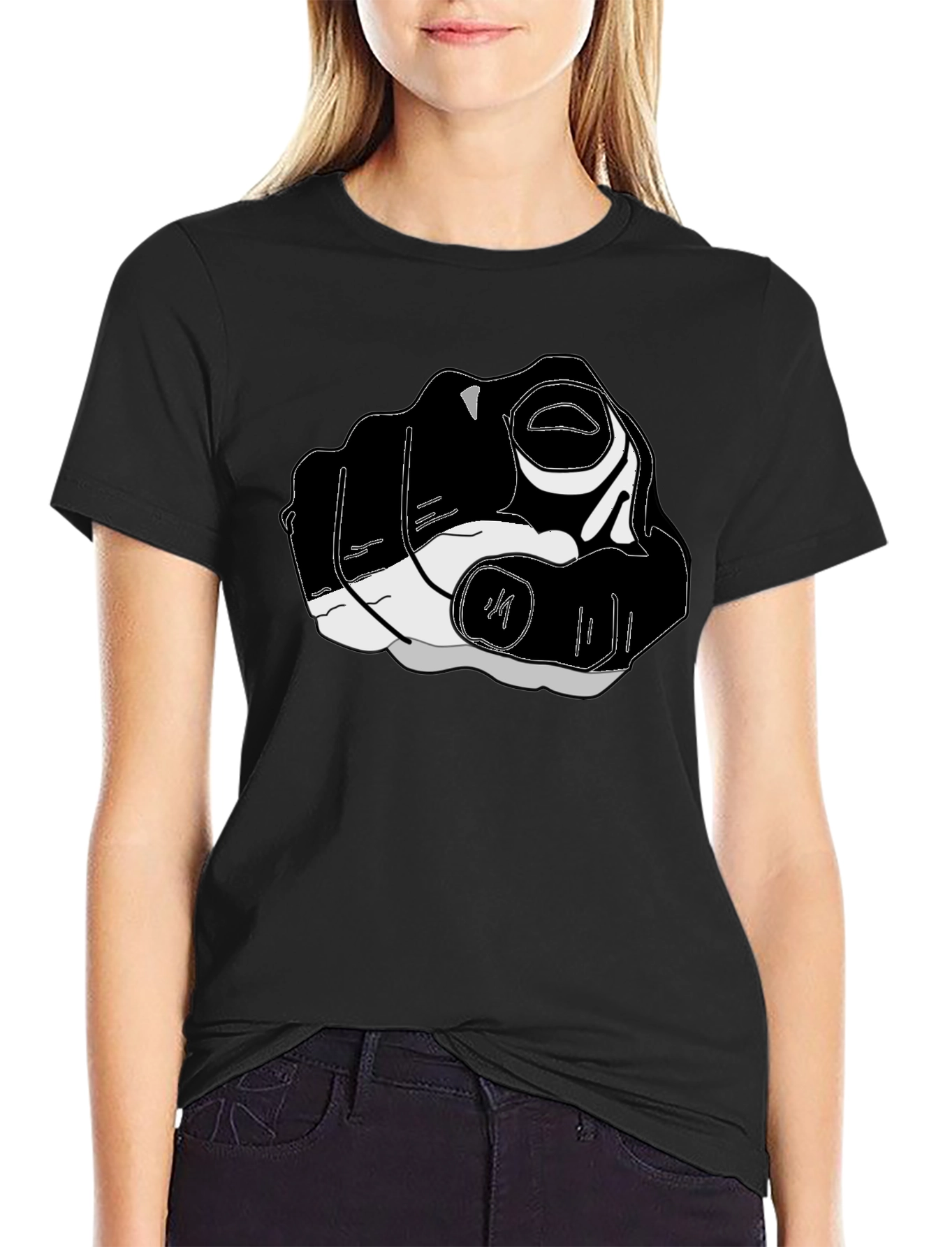 Pointing Finger Graphic Tee - Black