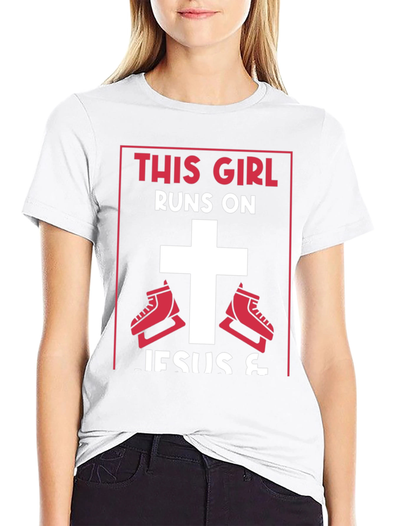 This Girl Runs on Jesus & Ice Skating T-Shirt