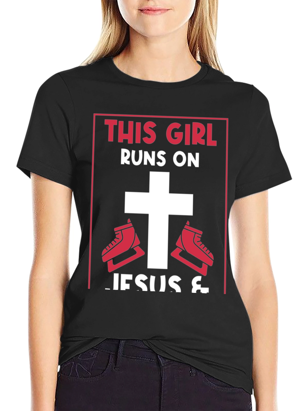 This Girl Runs on Jesus & Ice Skating T-Shirt