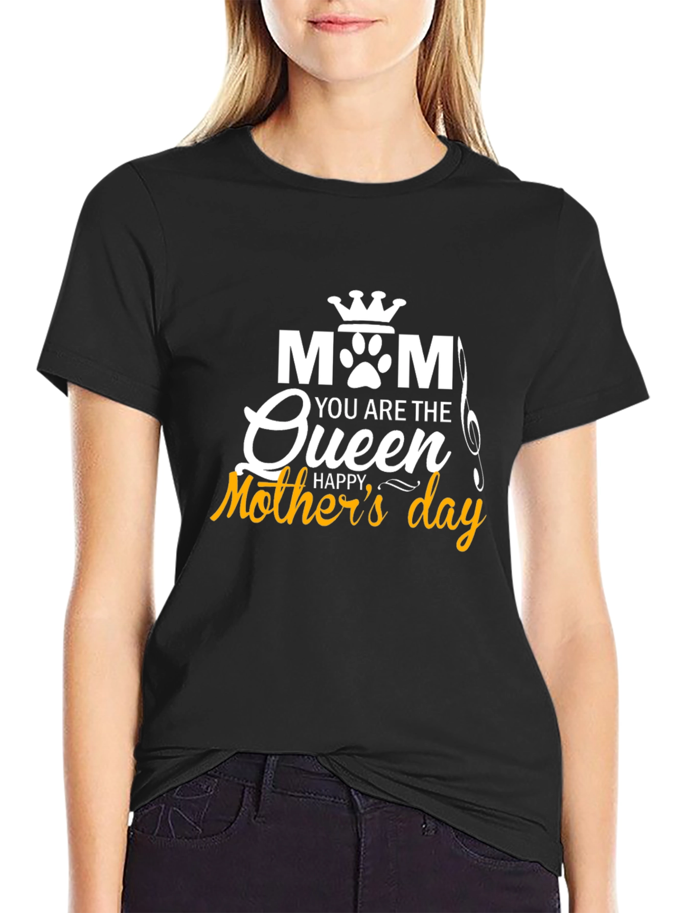 Mom Queen Happy Mothers Day Black Tee