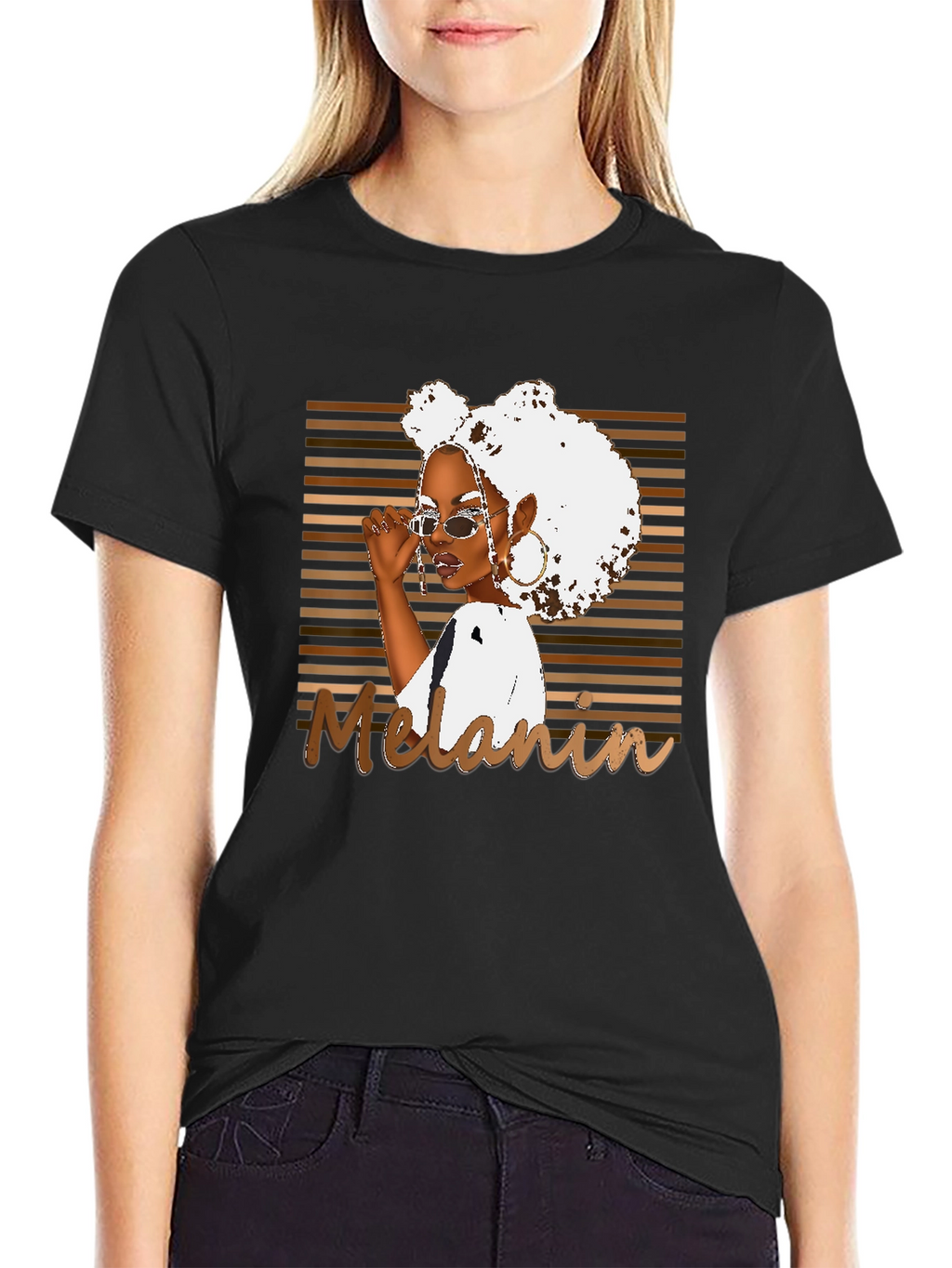Melanin Queen Graphic Tee - Black Cotton T-Shirt