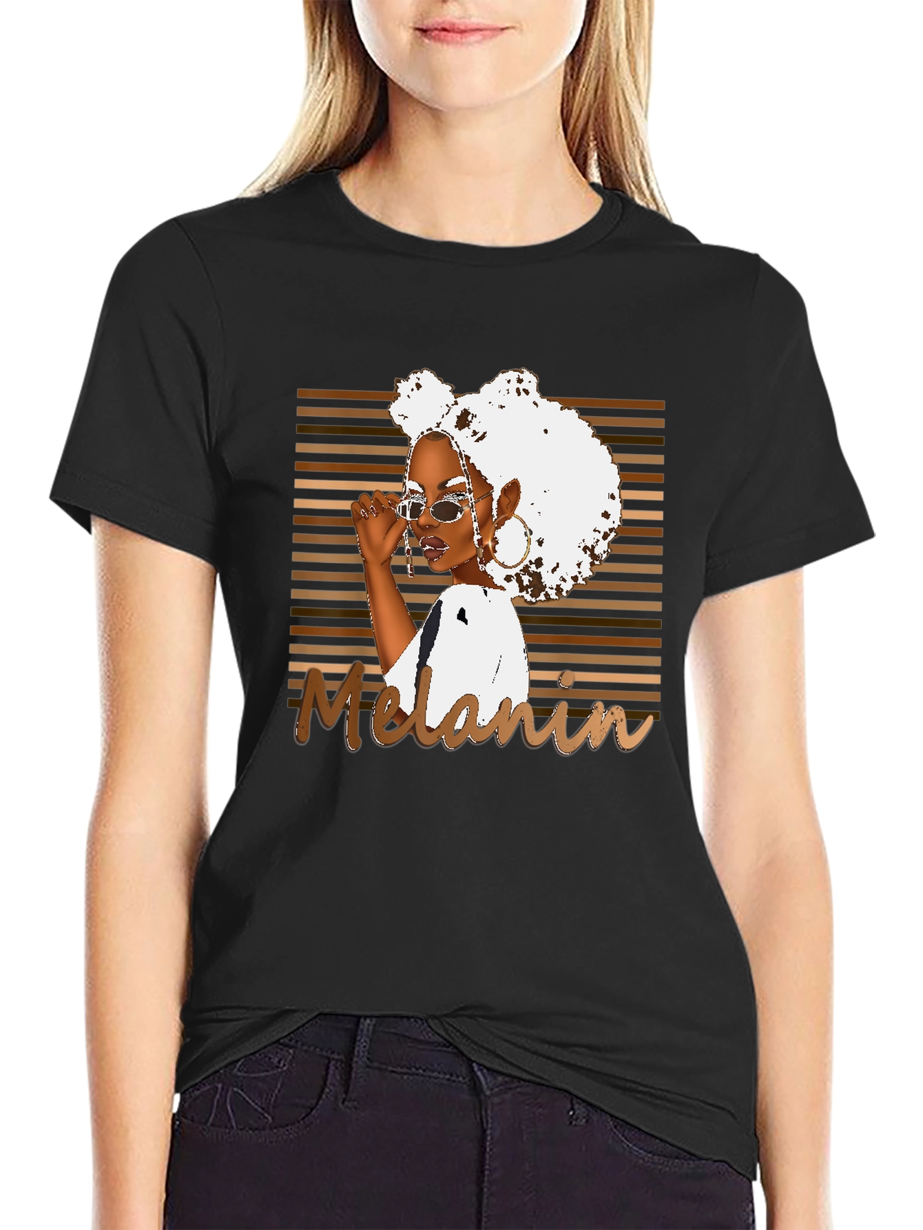 Melanin Queen Graphic Tee - Black Cotton T-Shirt