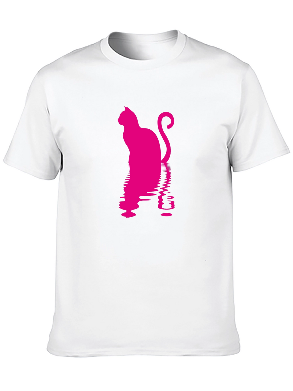 Pink Cat Silhouette Black T-Shirt