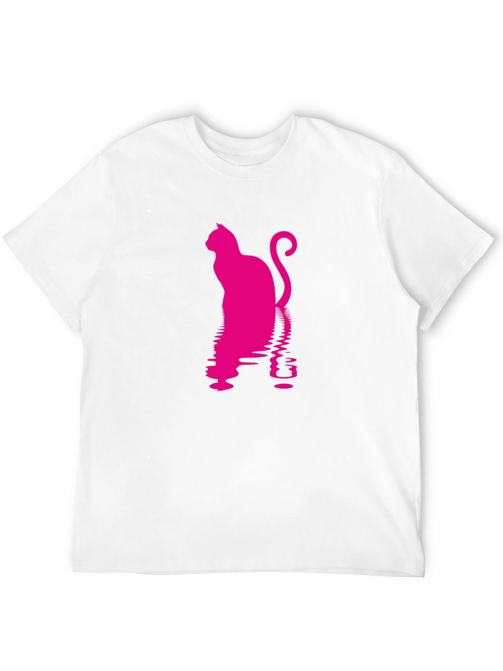 Pink Cat Silhouette Black T-Shirt