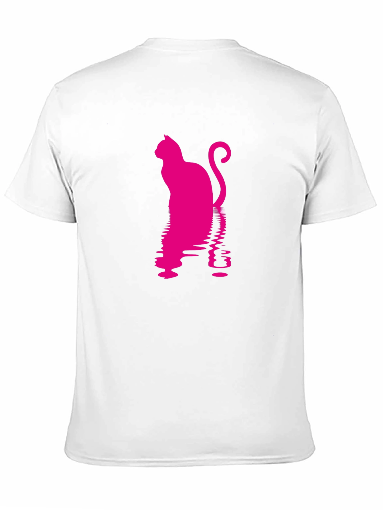 Pink Cat Silhouette Black T-Shirt