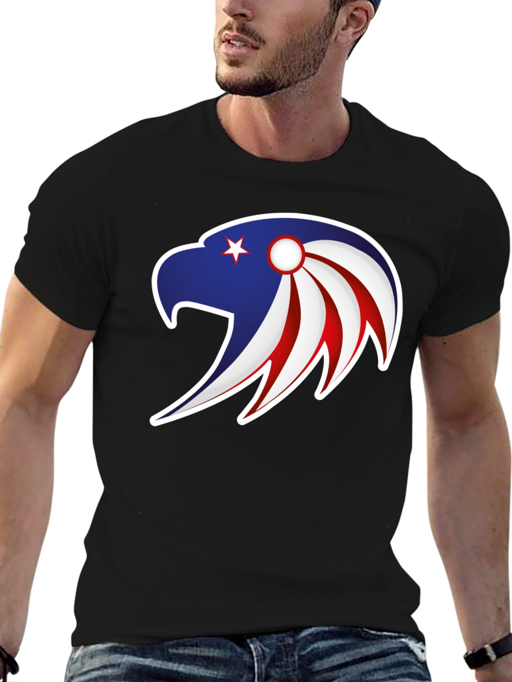Patriotic Eagle Graphic Tee - Stylish Mens Black T-Shirt