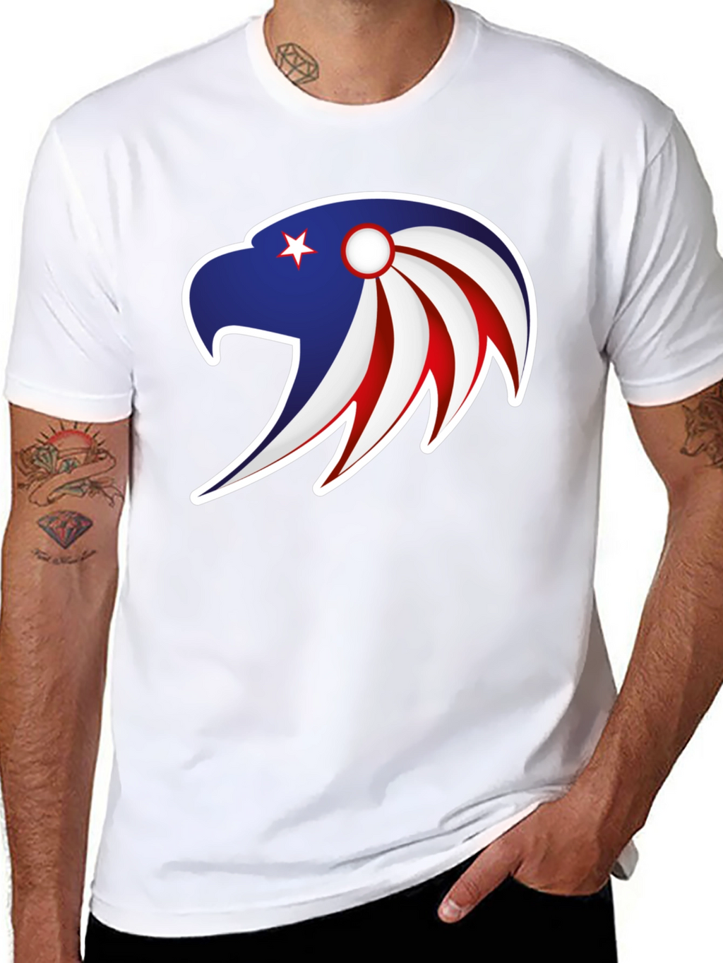 Patriotic Eagle Graphic Tee - Stylish Mens Black T-Shirt
