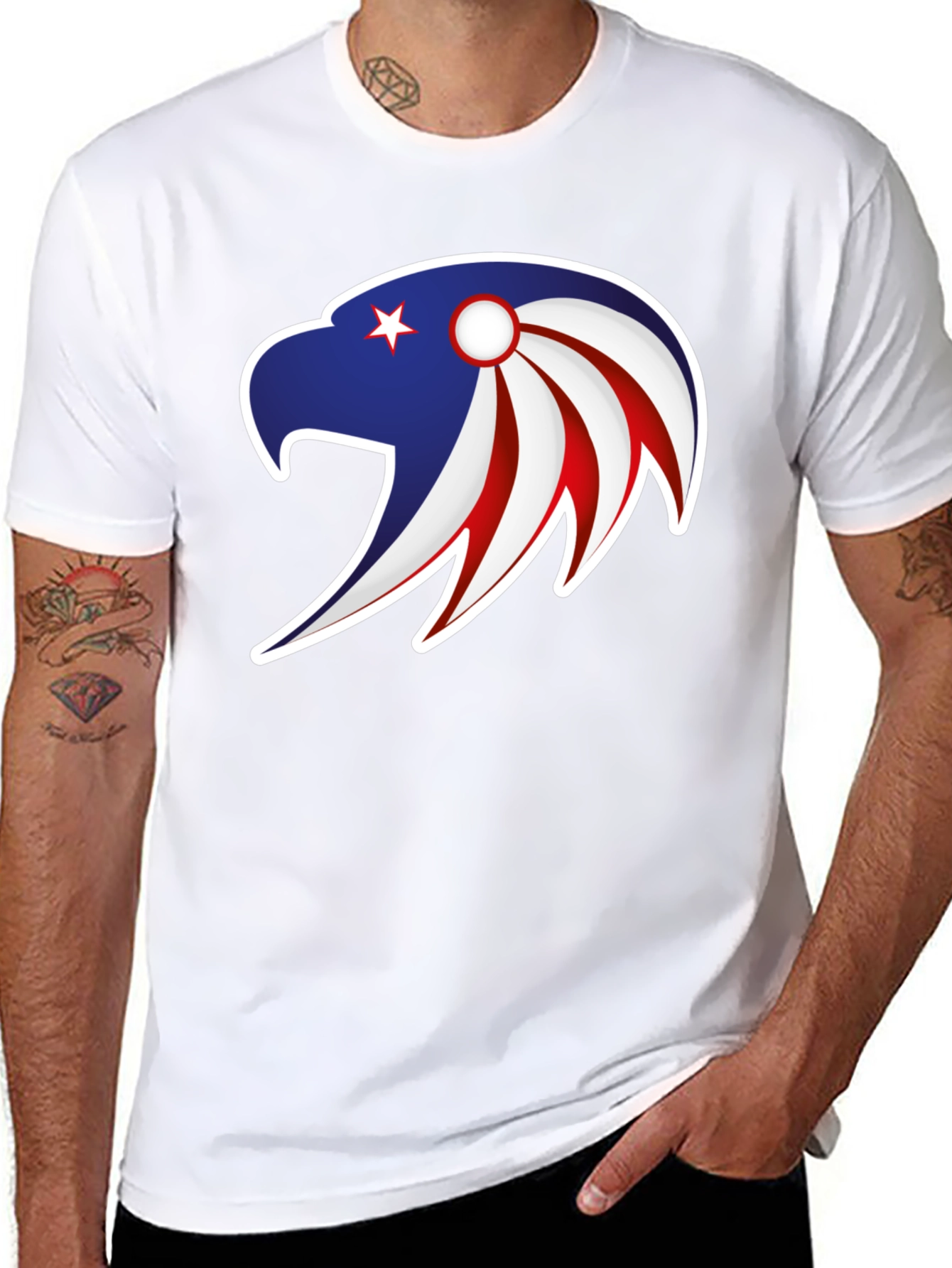 Patriotic Eagle Graphic Tee - Stylish Mens Black T-Shirt