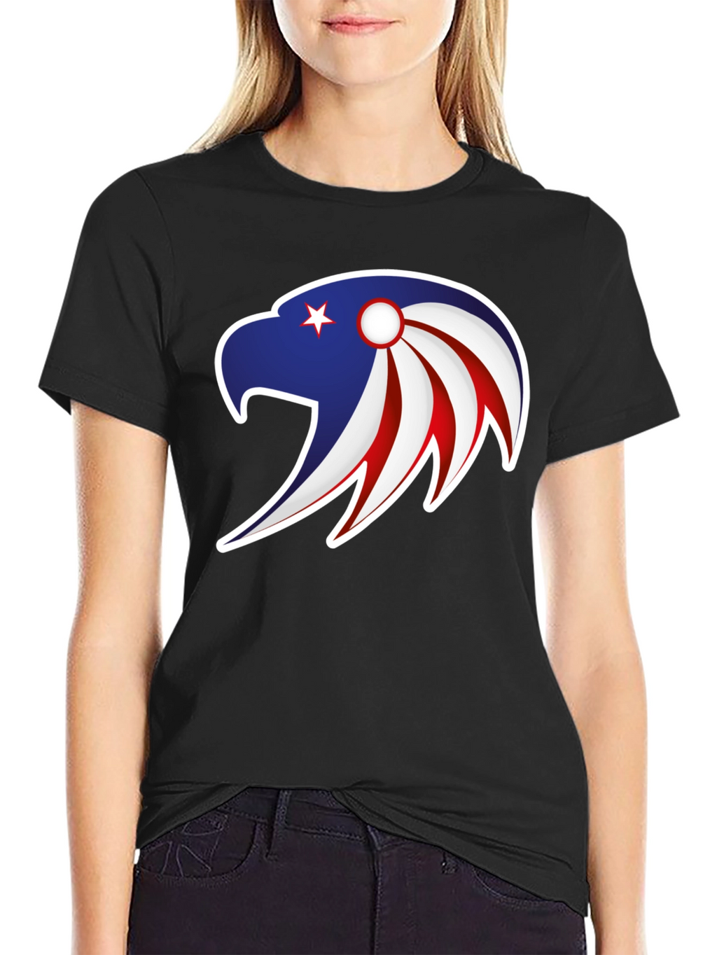 Patriotic Eagle Graphic Tee - Stylish Mens Black T-Shirt