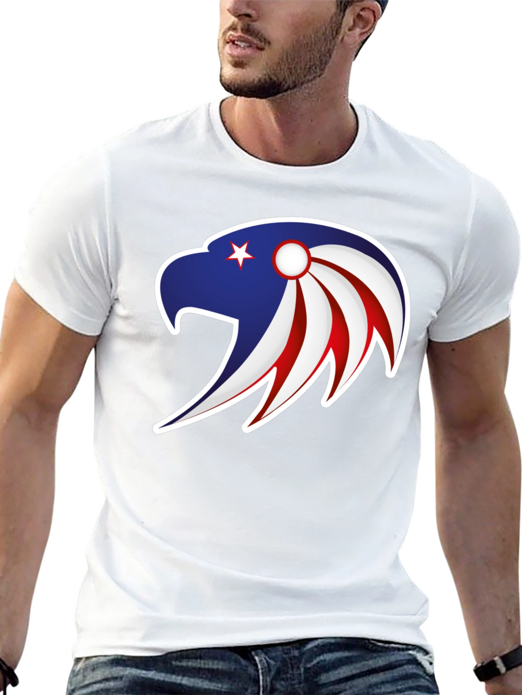 Patriotic Eagle Graphic Tee - Stylish Mens Black T-Shirt