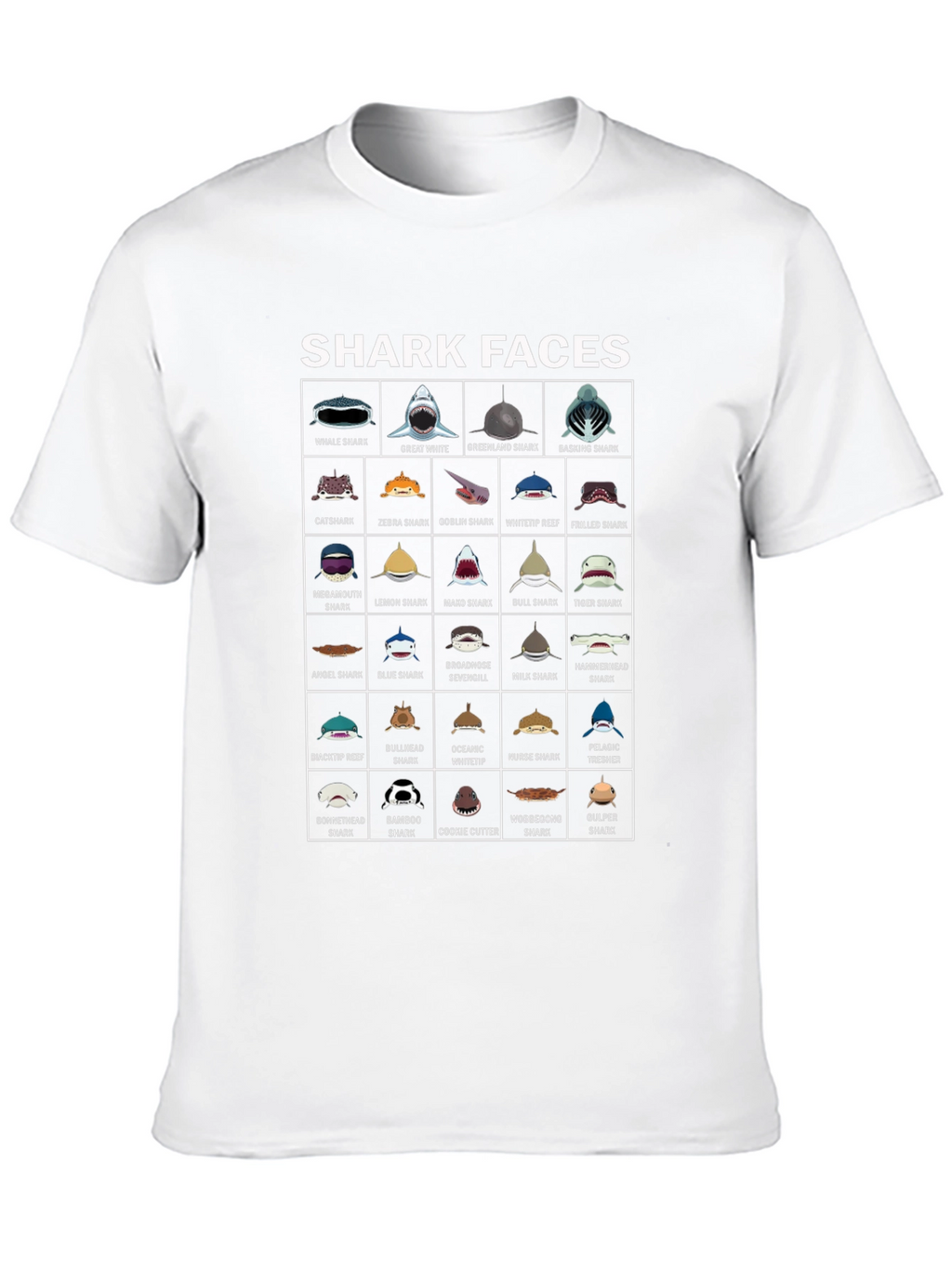 Shark Faces Graphic Tee - Marine Biology T-Shirt