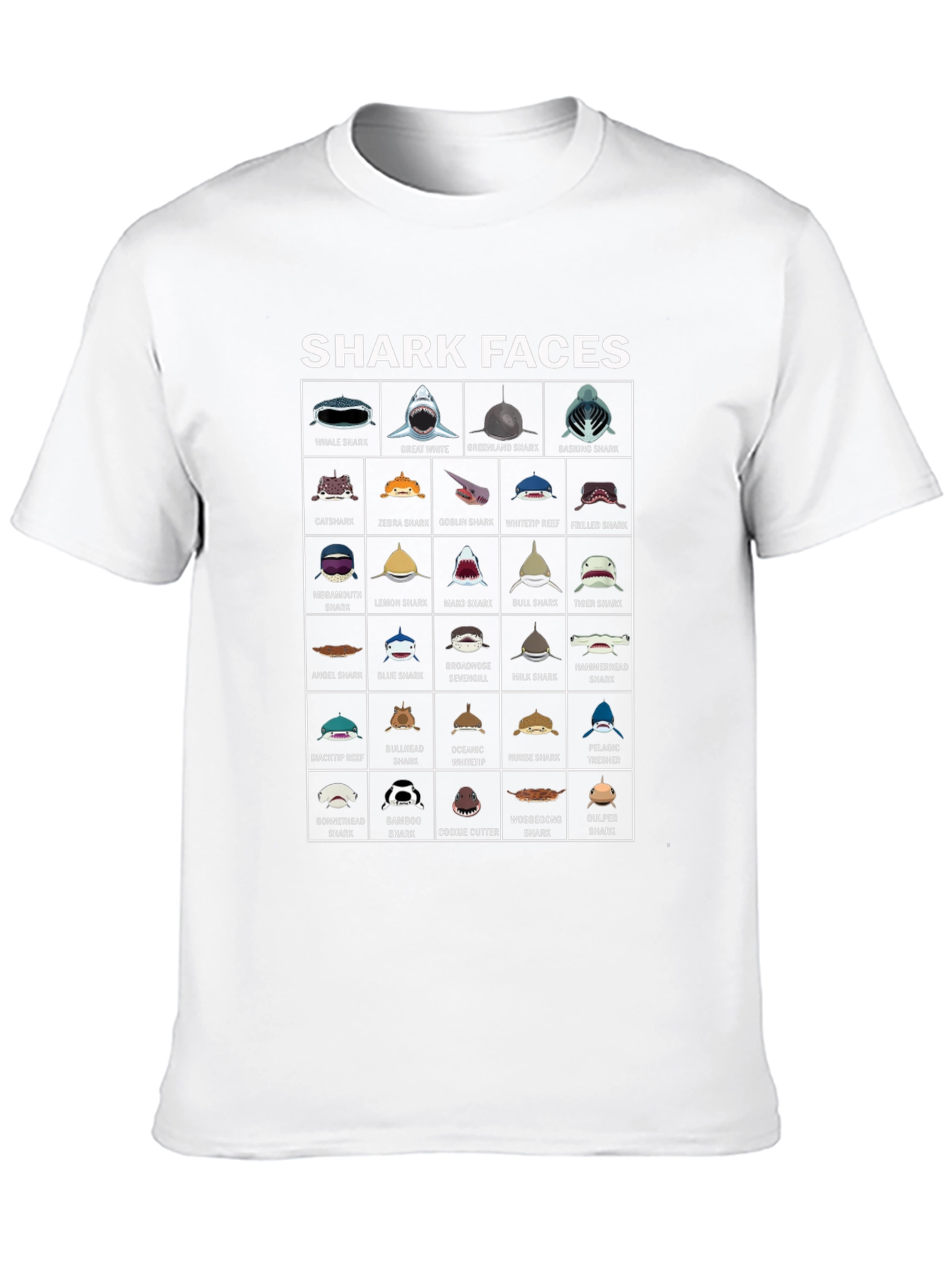Shark Faces Graphic Tee - Marine Biology T-Shirt
