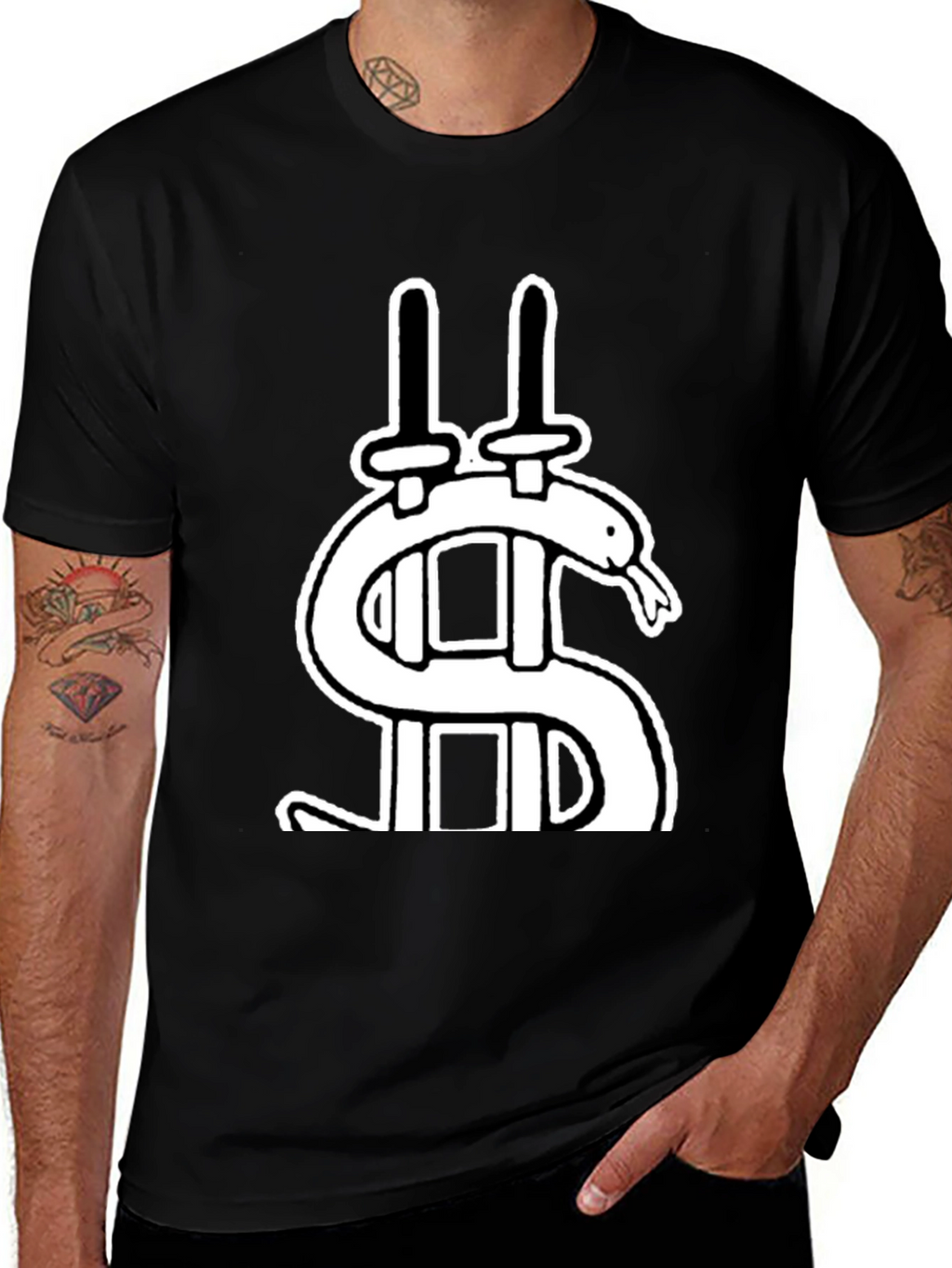 Dollar Snake Swords Black T-Shirt