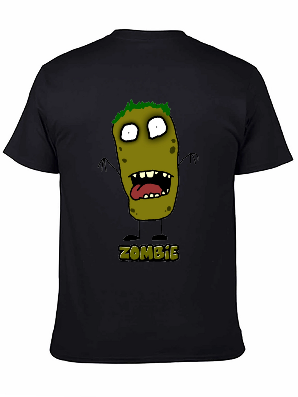 Zombie Cartoon Graphic Black T-Shirt