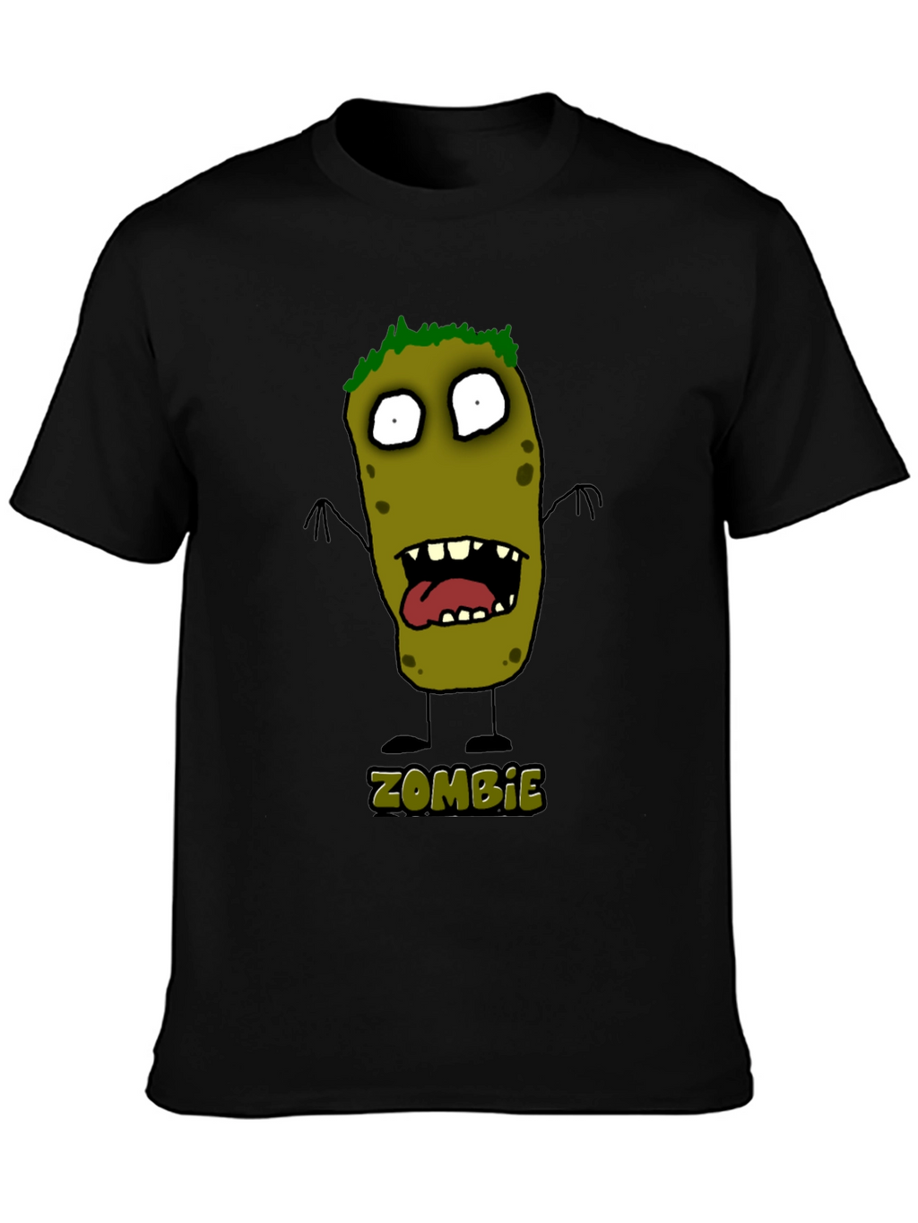 Zombie Cartoon Graphic Black T-Shirt