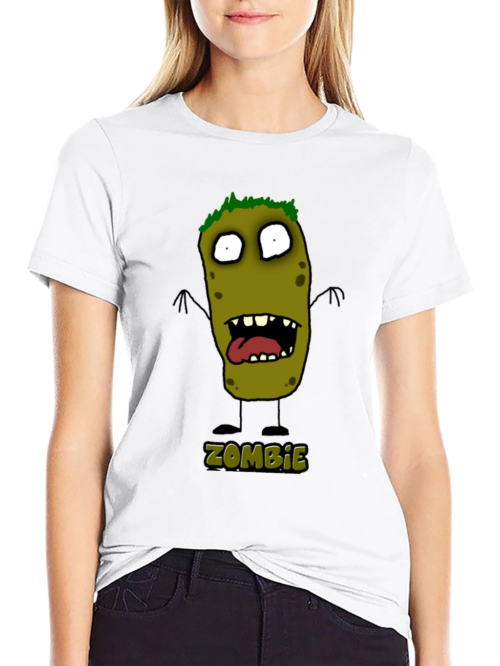 Zombie Cartoon Graphic Black T-Shirt