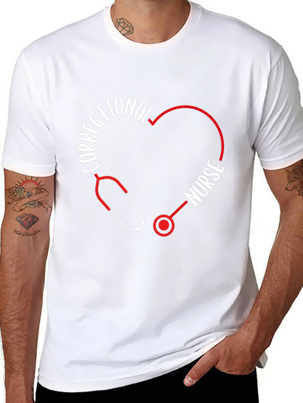 Correctional Nurse Heart Stethoscope T-Shirt