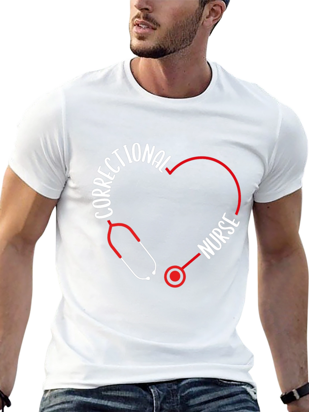 Correctional Nurse Heart Stethoscope T-Shirt