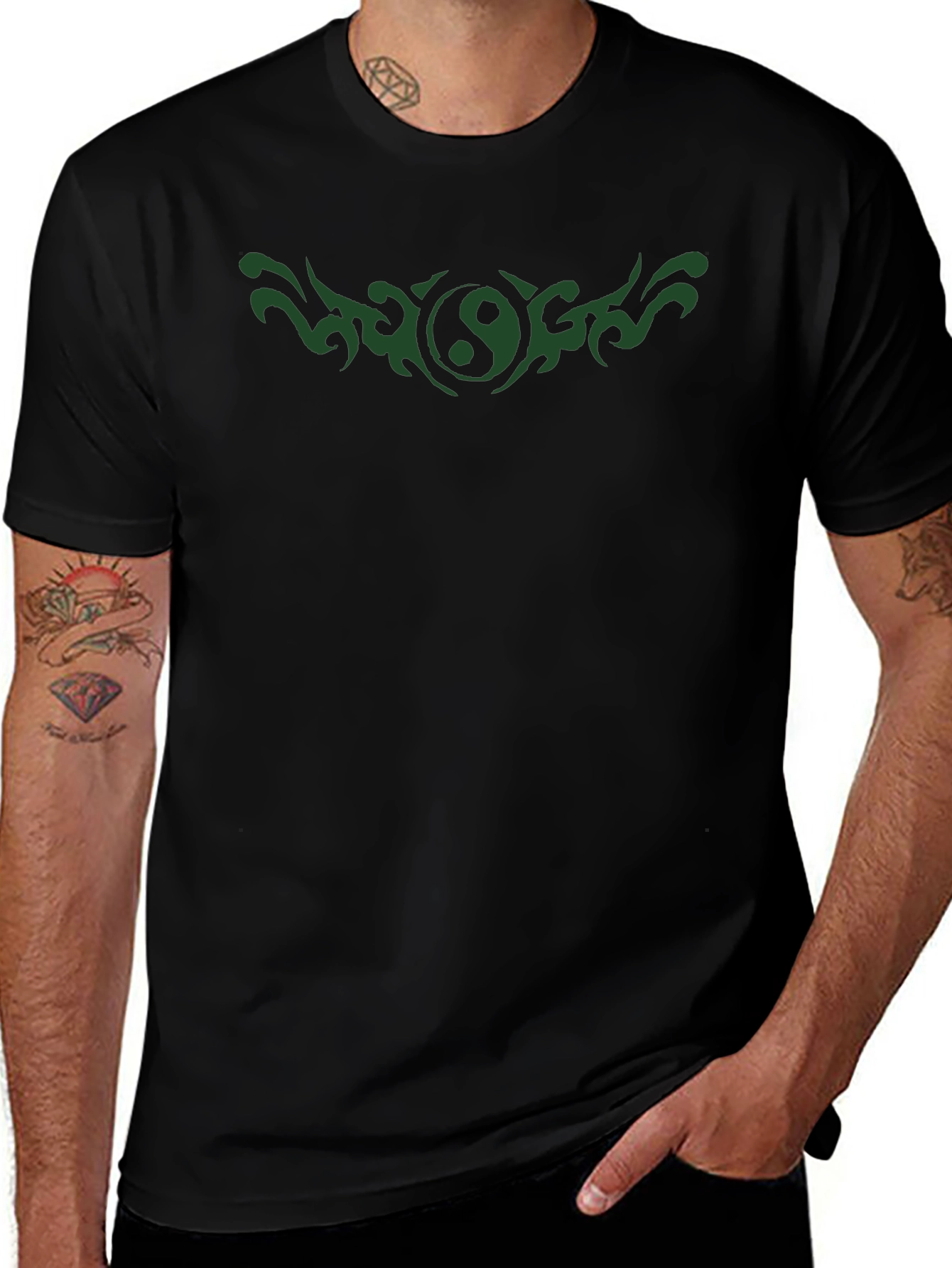 Yin Yang Tattoo Graphic Black T-Shirt