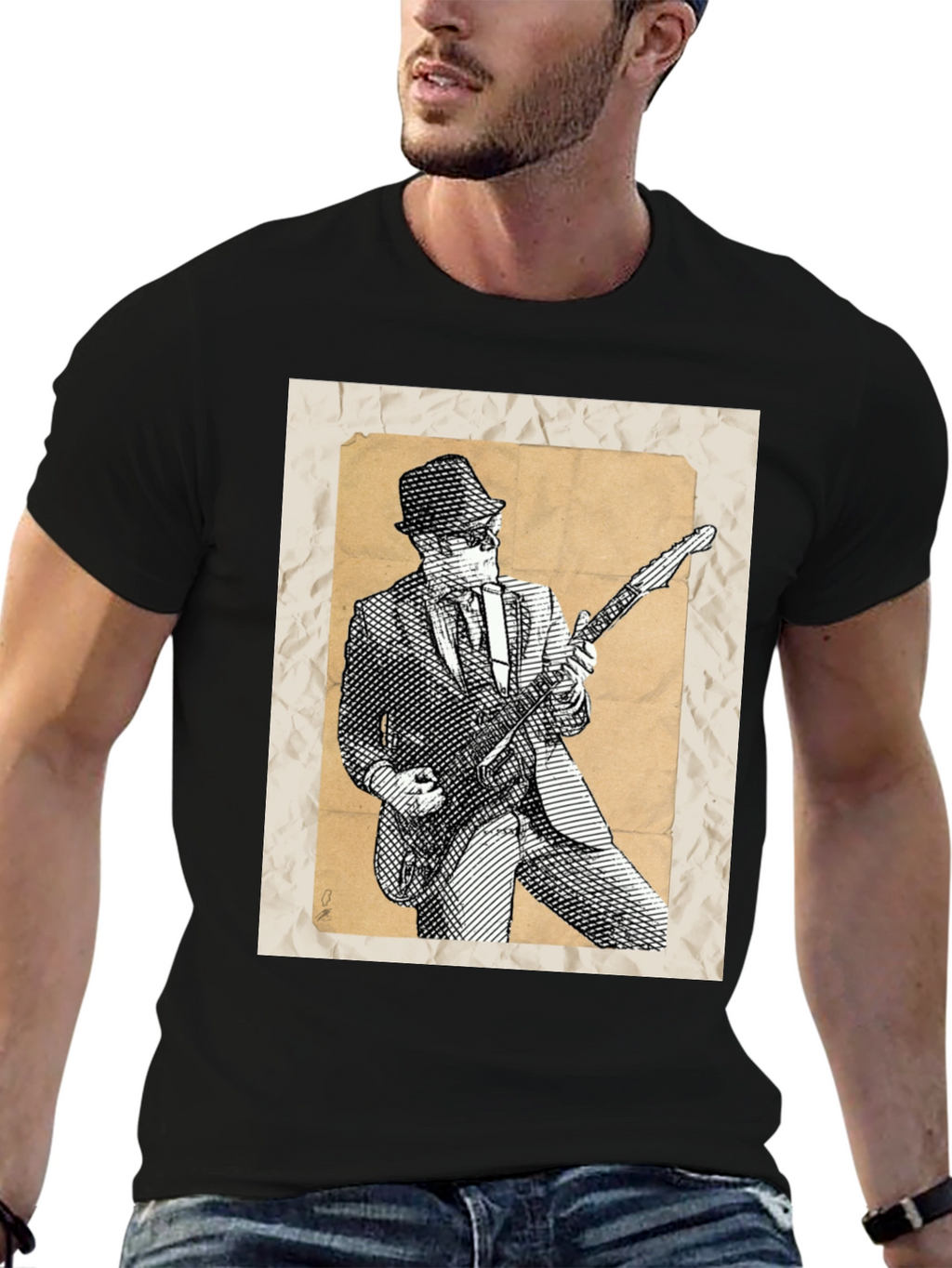 Retro Guitar Player Graphic Tee