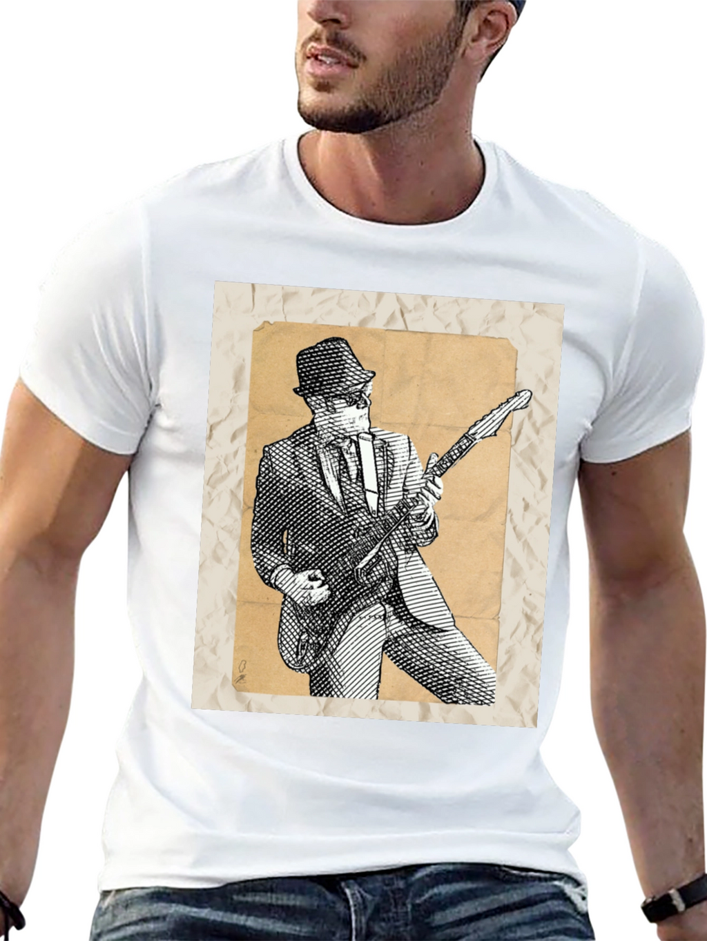 Retro Guitar Player Graphic Tee