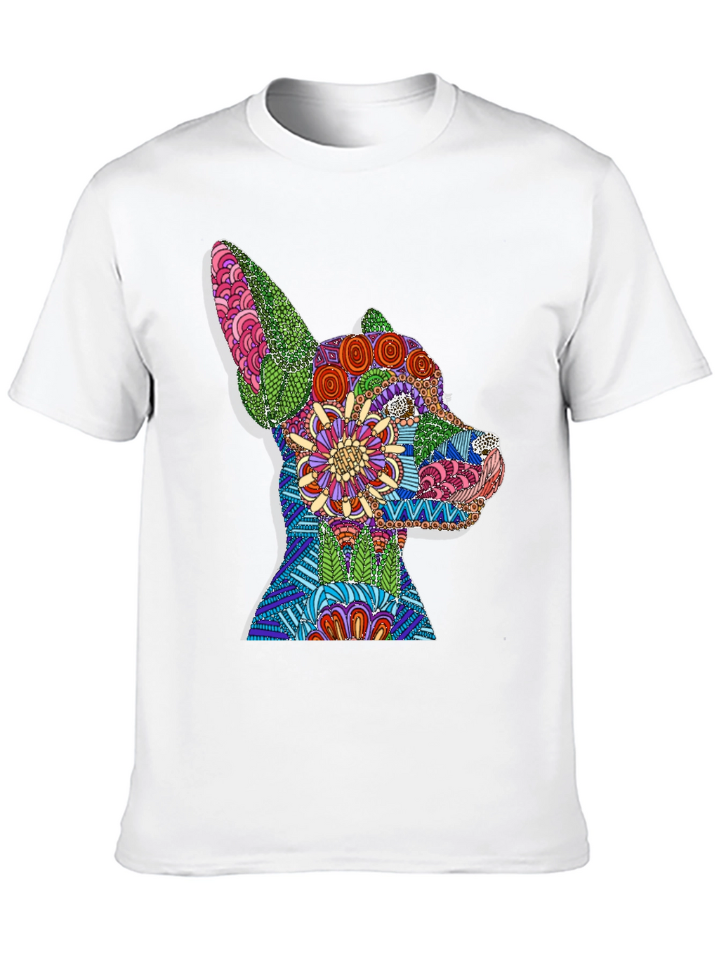 Dog Mandala Graphic Print T-Shirt - Black