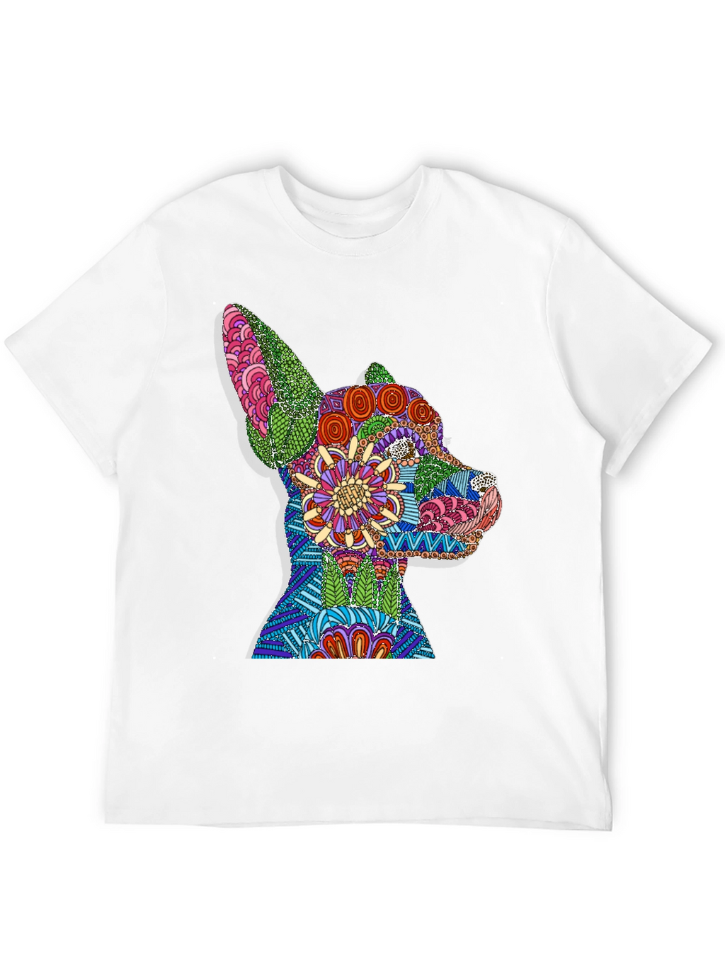 Dog Mandala Graphic Print T-Shirt - Black