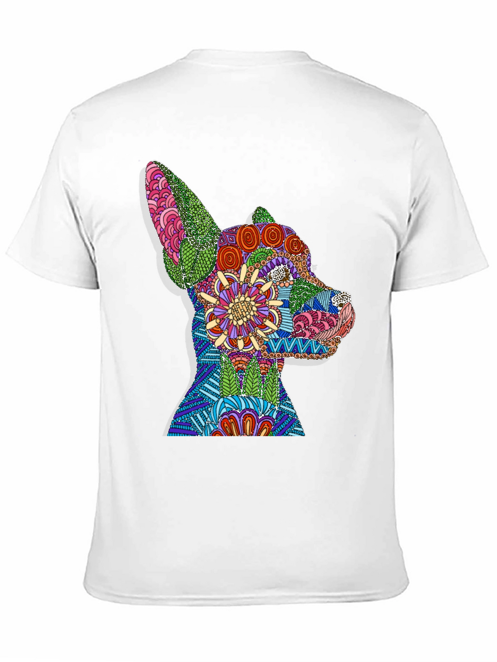Dog Mandala Graphic Print T-Shirt - Black